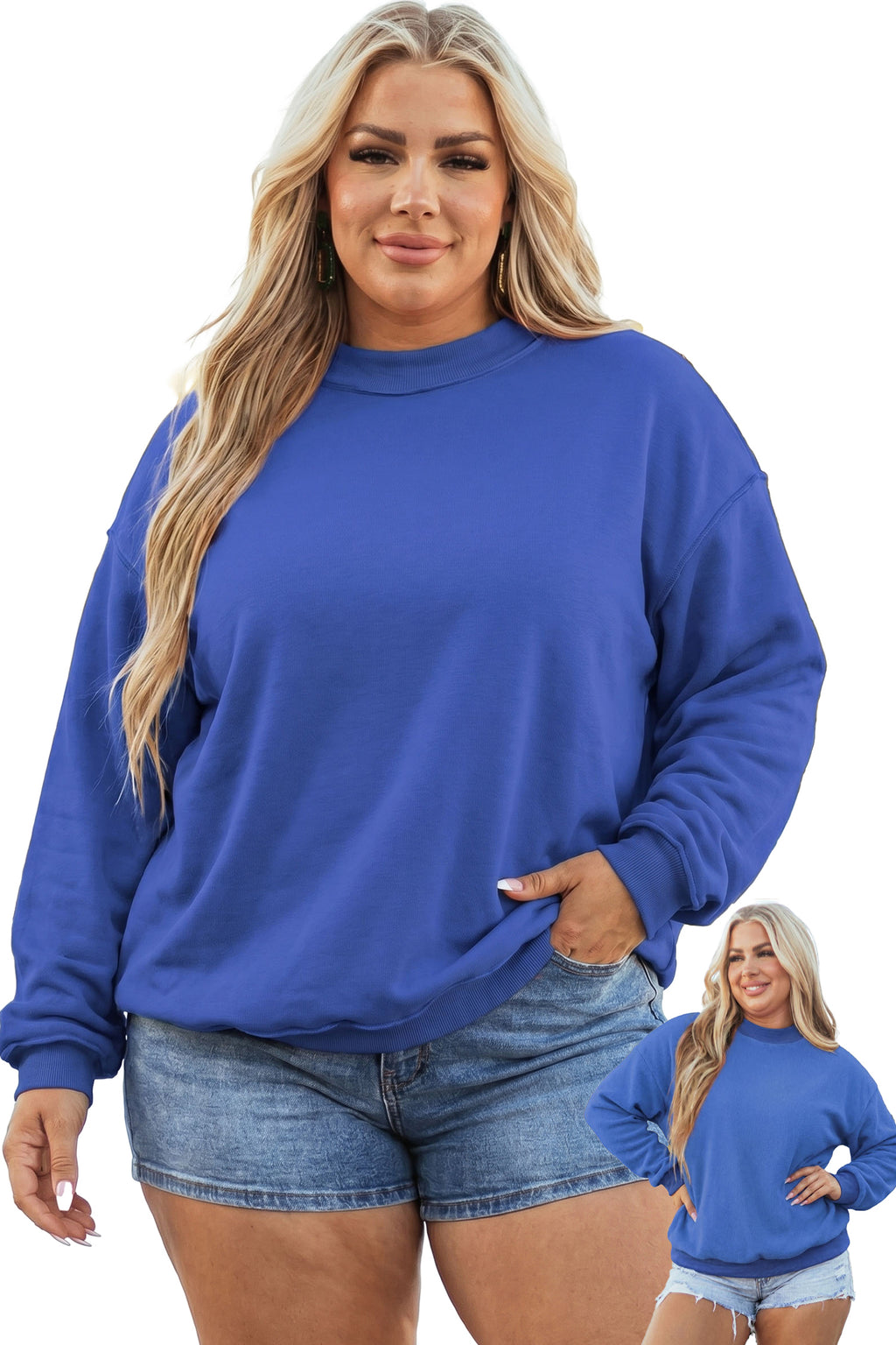 Racing Red Exposed Seam Detail Reversible Double Wear Plus Size Sweatshirt