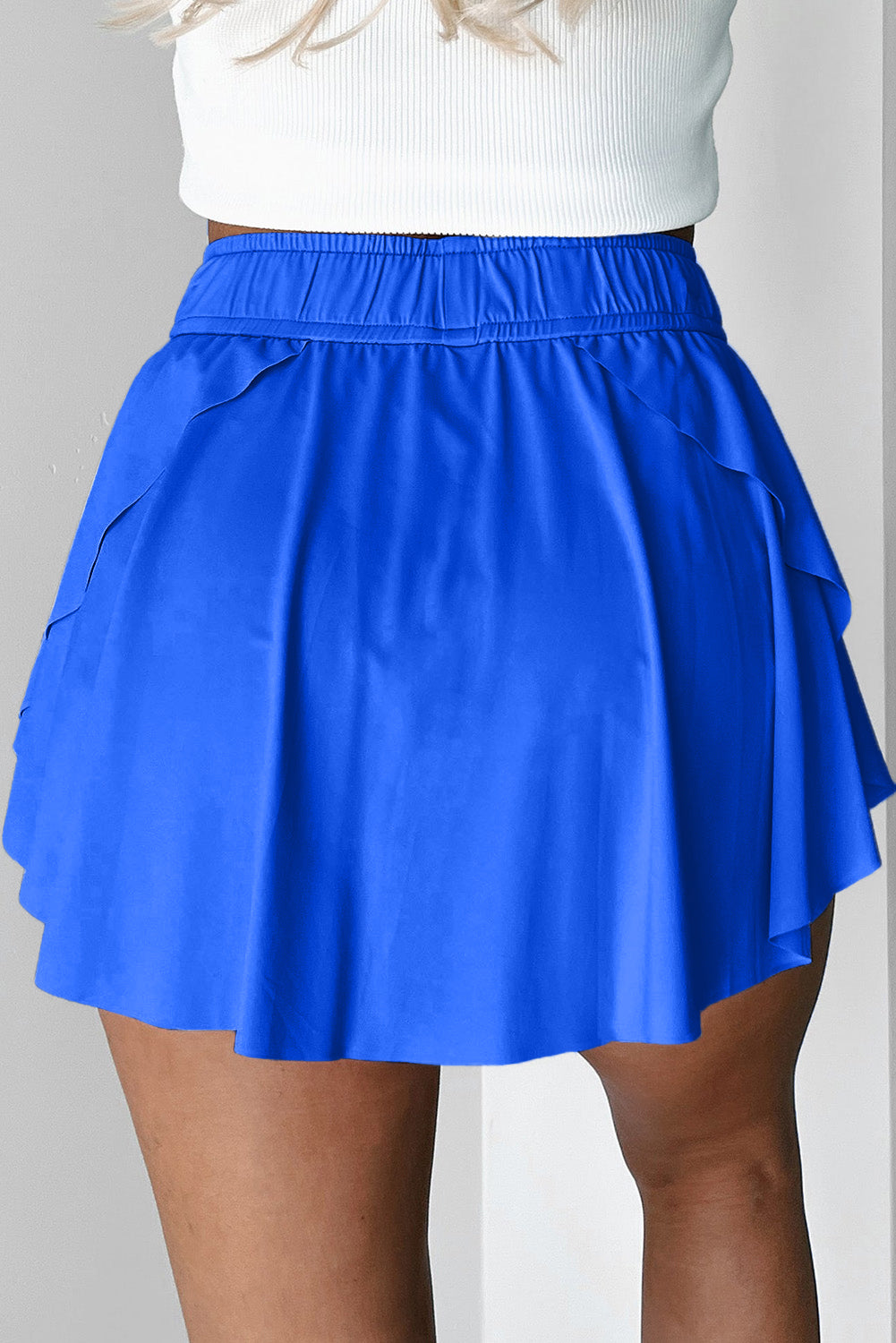 Beige Drawstring Elastic Waistband Lined Tennis Skorts
