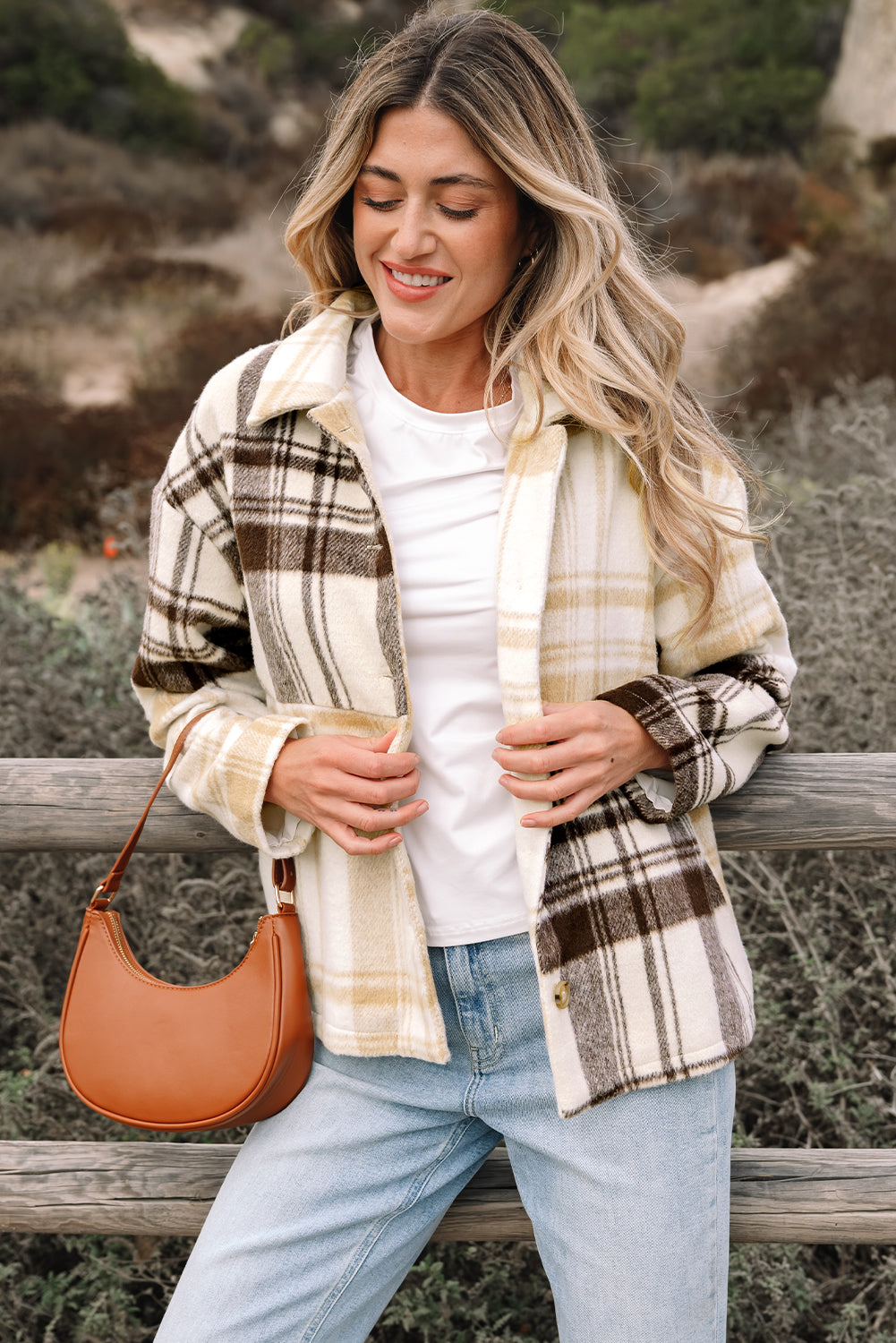Multicolour Plaid Patchwork Side Pockets Buttoned Shacket