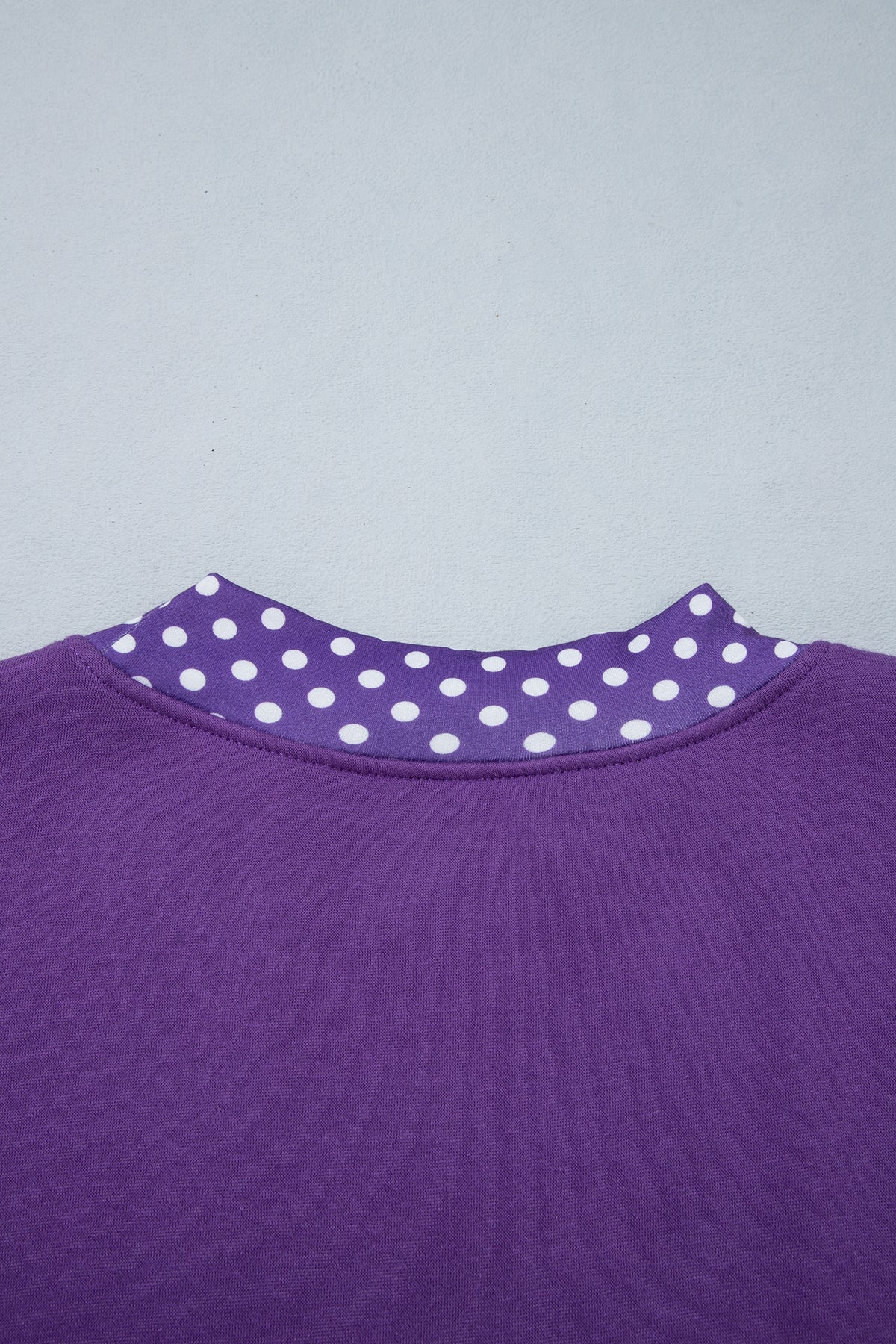 Brown Colorblock Polka Dot Contrast Trim Oversized Sweatshirt