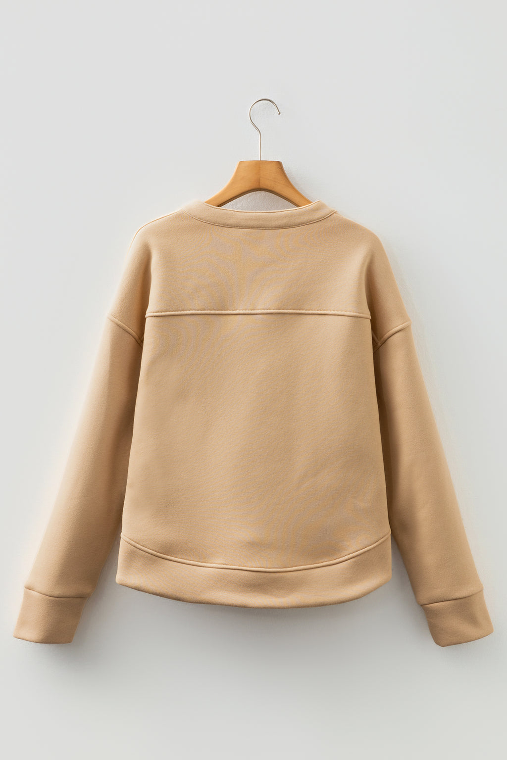 Light French Beige Grommet Detail V Neck Sweatshirt