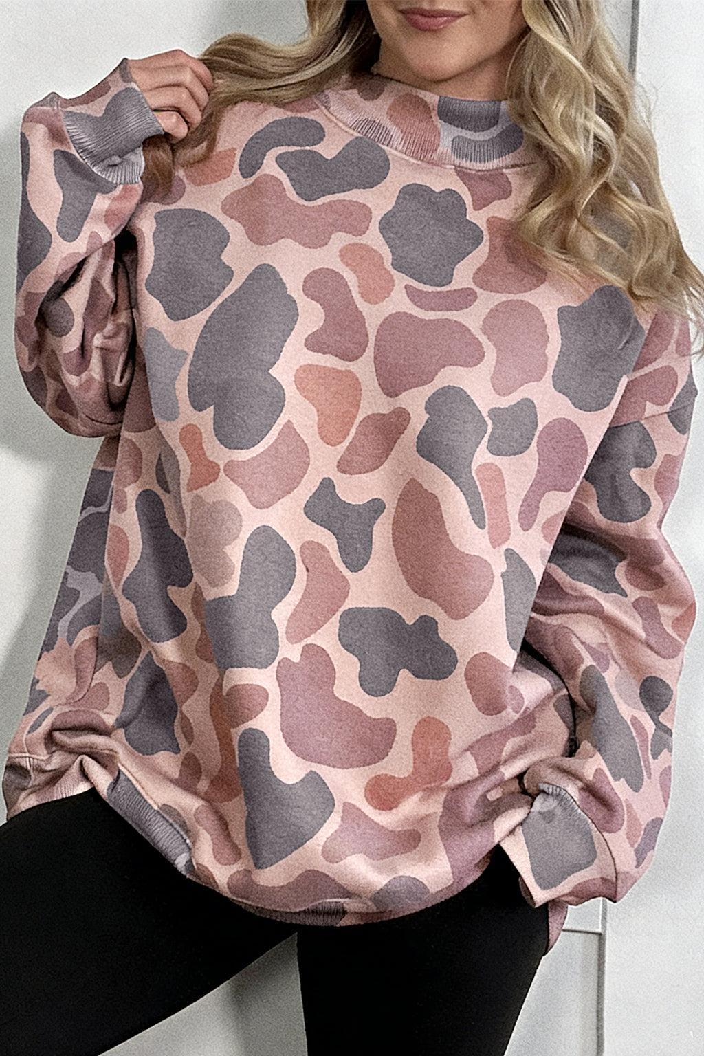 Sky Blue Camouflage Western Style Pullover Sweatshirt