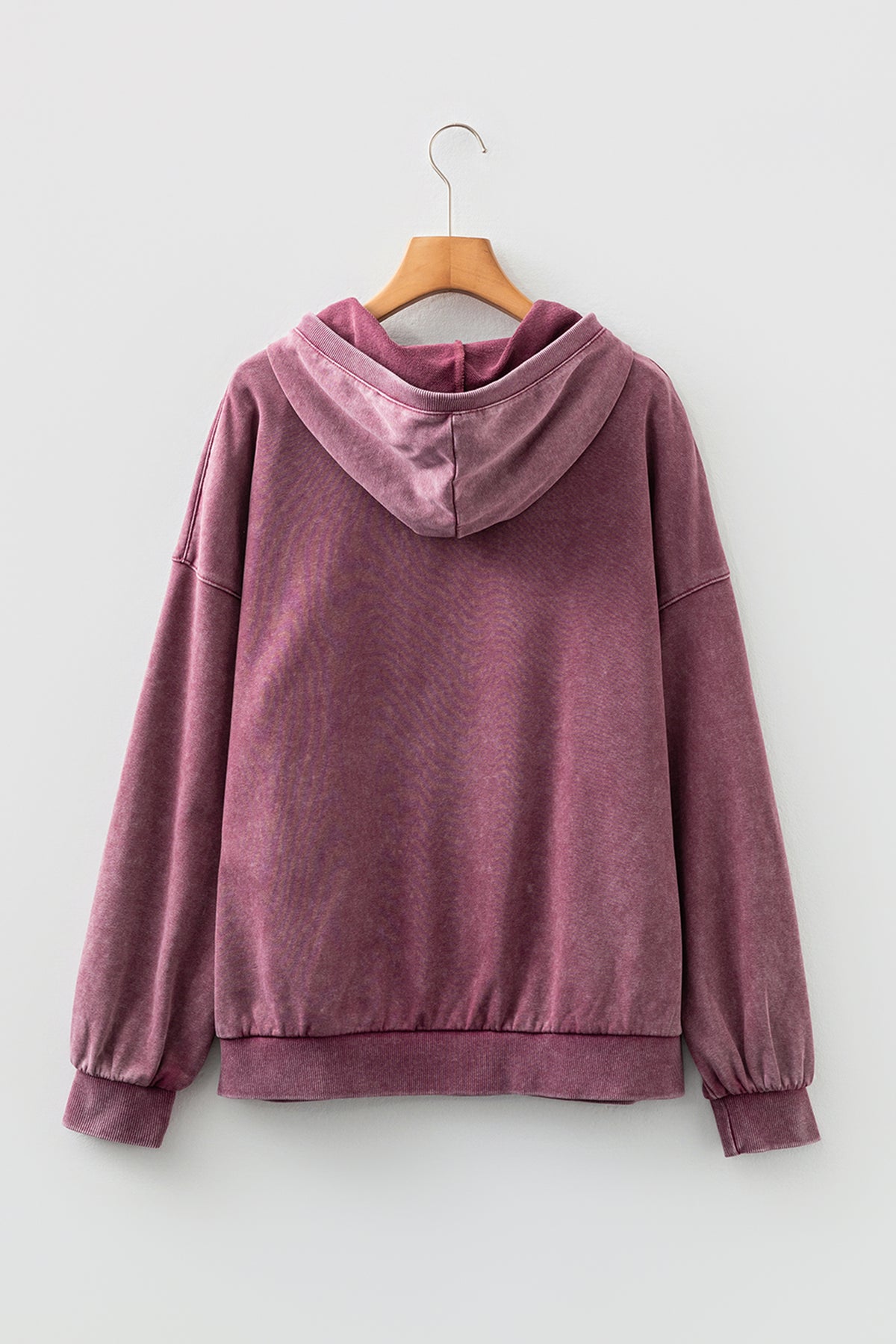 Wild Ginger Half Zip Kangaroo Pocket Mineral Wash Baggy Hoodie