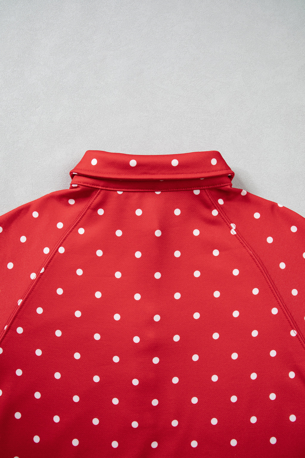Pink Polka Dot Print Metal Button Collar Casual Pullover Sweatshirt