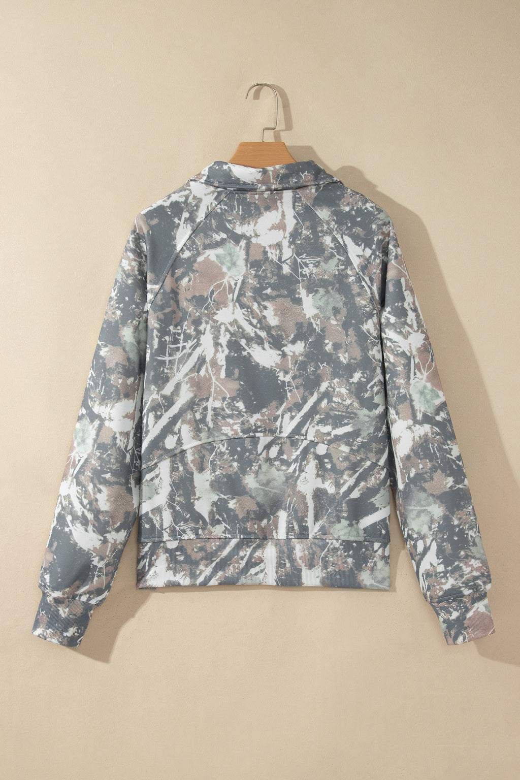 Multicolour Abstract Print Quarter Zip Kangaroo Pocket Sweatshirt