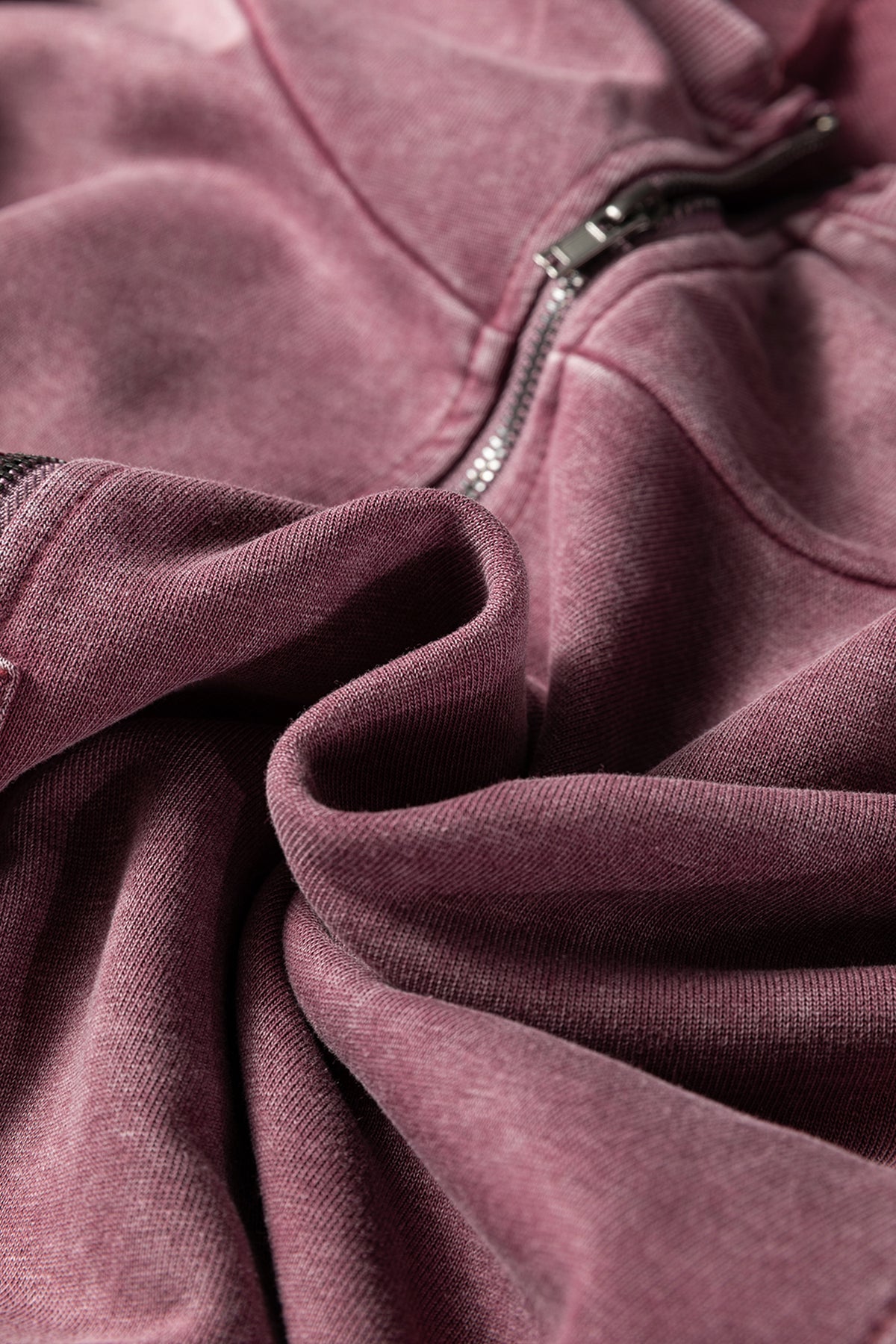Wild Ginger Half Zip Kangaroo Pocket Mineral Wash Baggy Hoodie