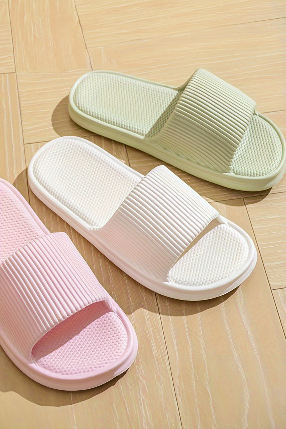 White Textured Thick Sole Soft EVA Home Slippers