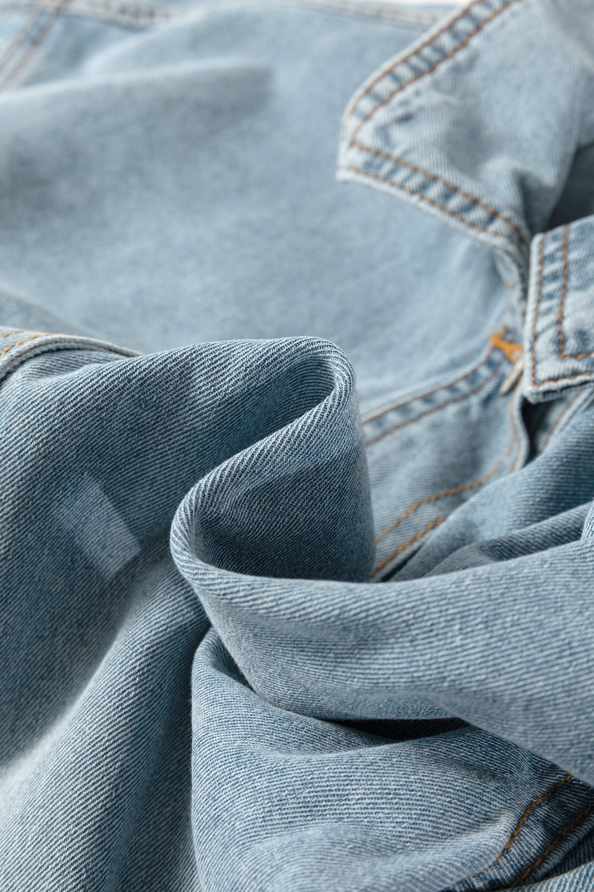 Beau Blue Draw-cord Hem Light Wash Denim Jacket
