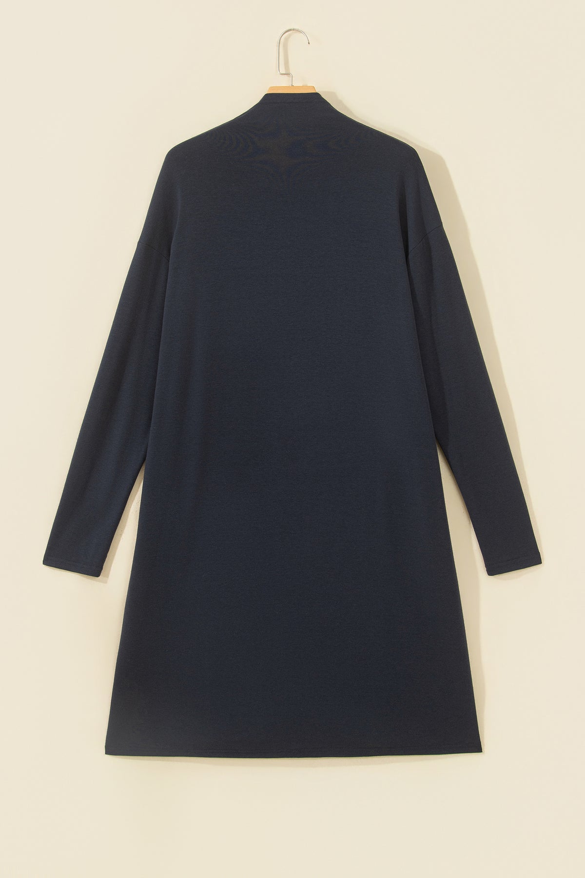 Parchment Solid Color Long Sleeve Casual Tunic Shift Cardigan