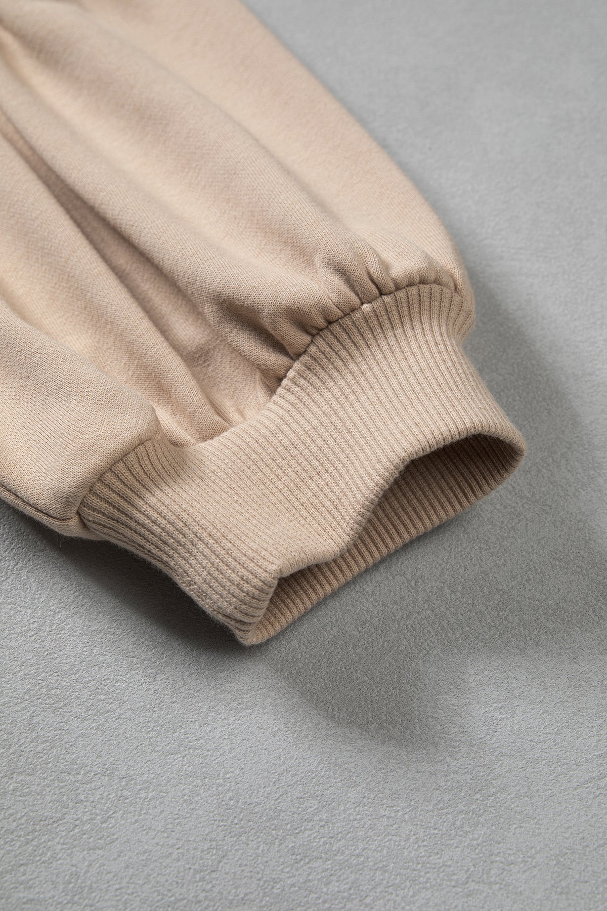 Parchment Solid Color Raw Seam Lace Detail Loose Casual Sweatshirt