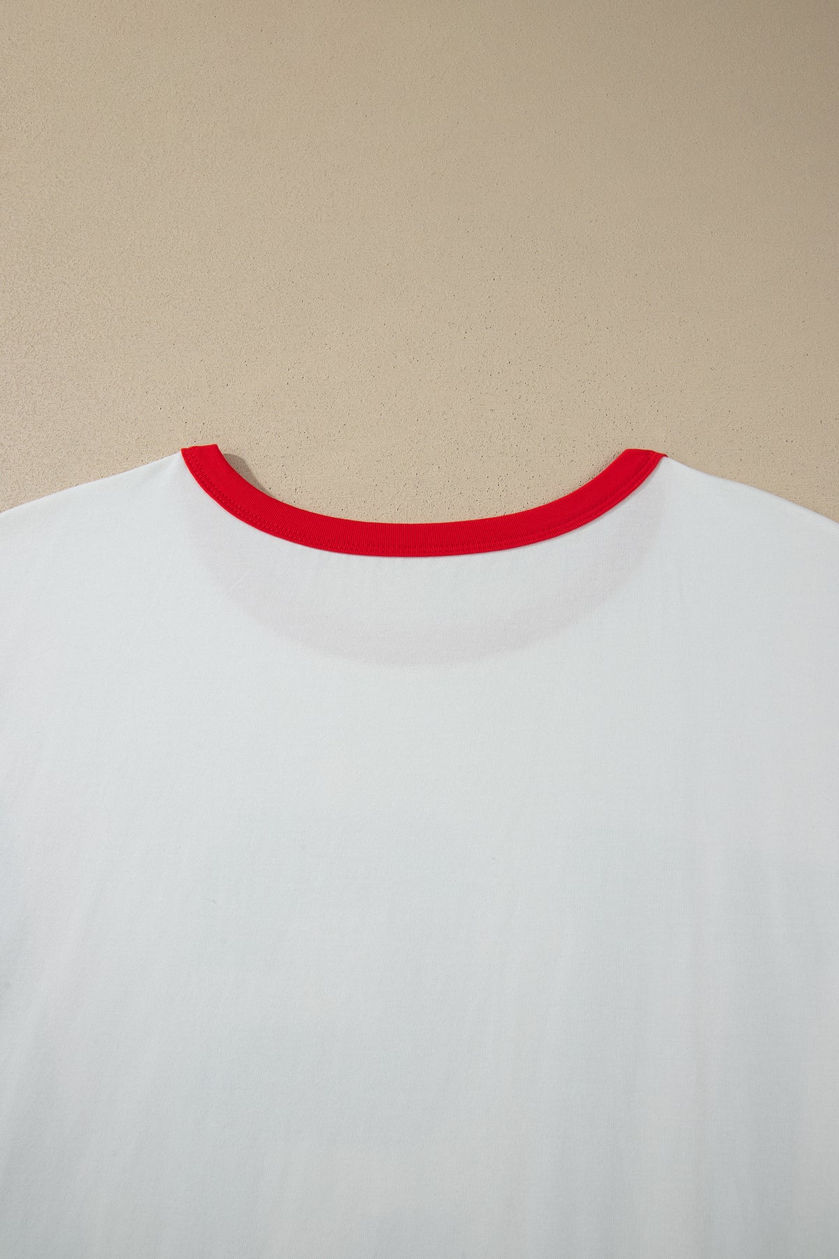 White Retro USA Striped Trim Short Sleeve Plus Size Tee
