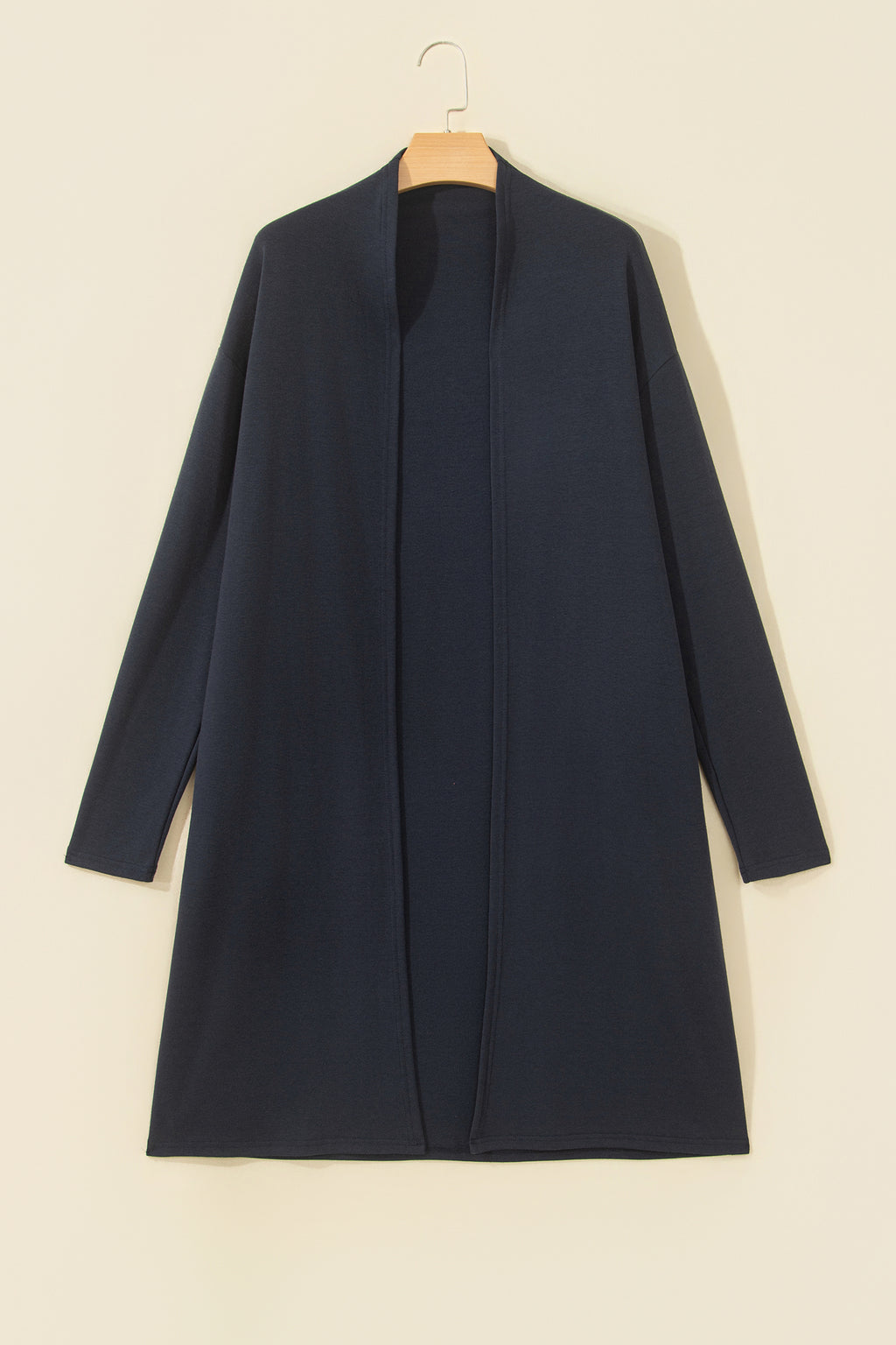 Parchment Solid Color Long Sleeve Casual Tunic Shift Cardigan