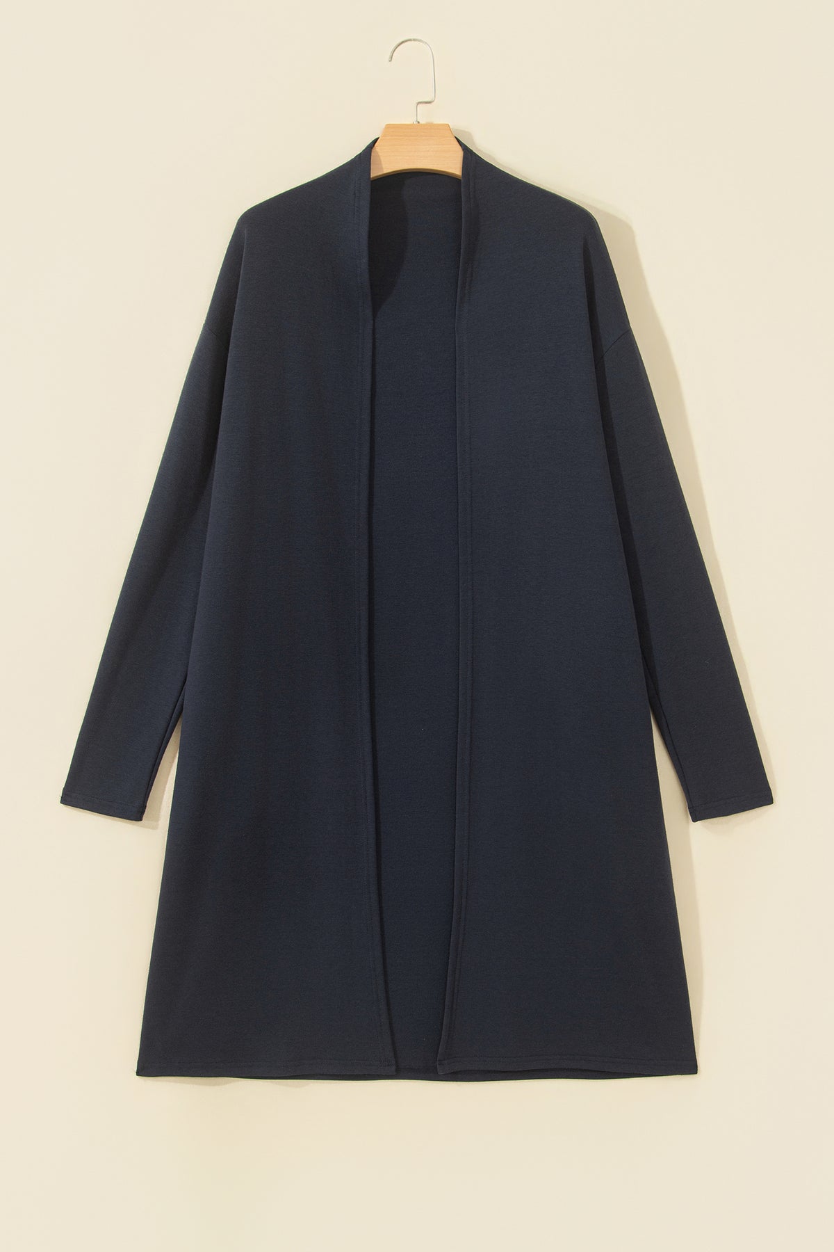 Parchment Solid Color Long Sleeve Casual Tunic Shift Cardigan