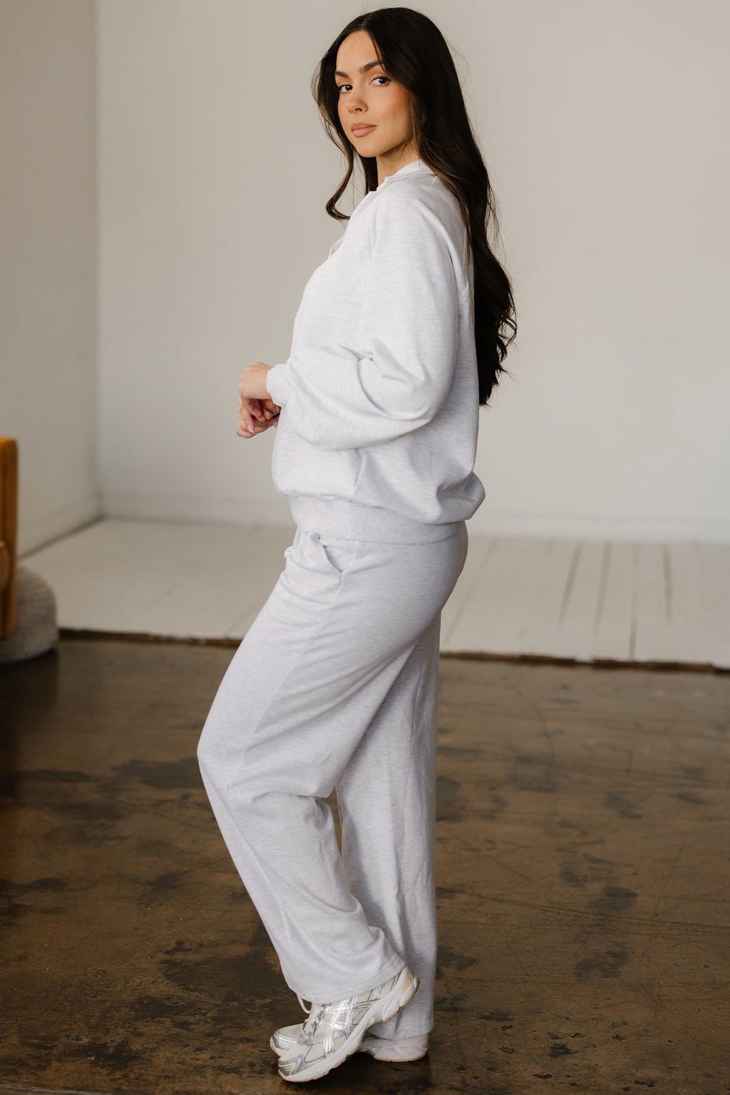 Dark Khaki Polo Collar V Neck Pullover and Drawstring Sweatpants Set