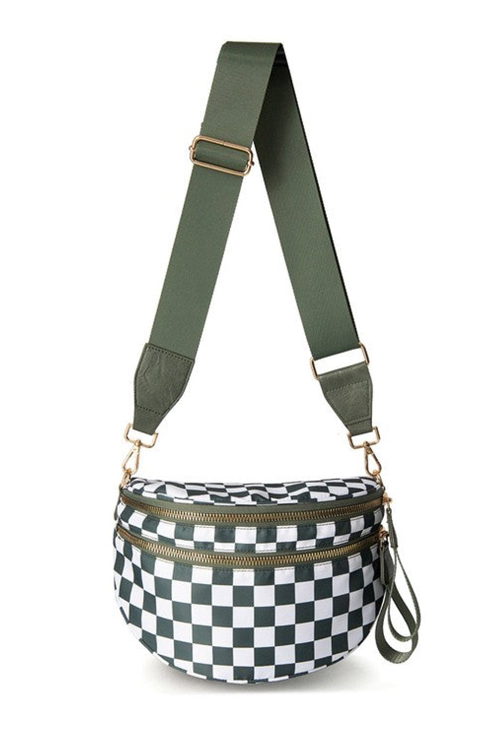 Black white Animal Spots Print Wide Strap Large Crossbody Bag