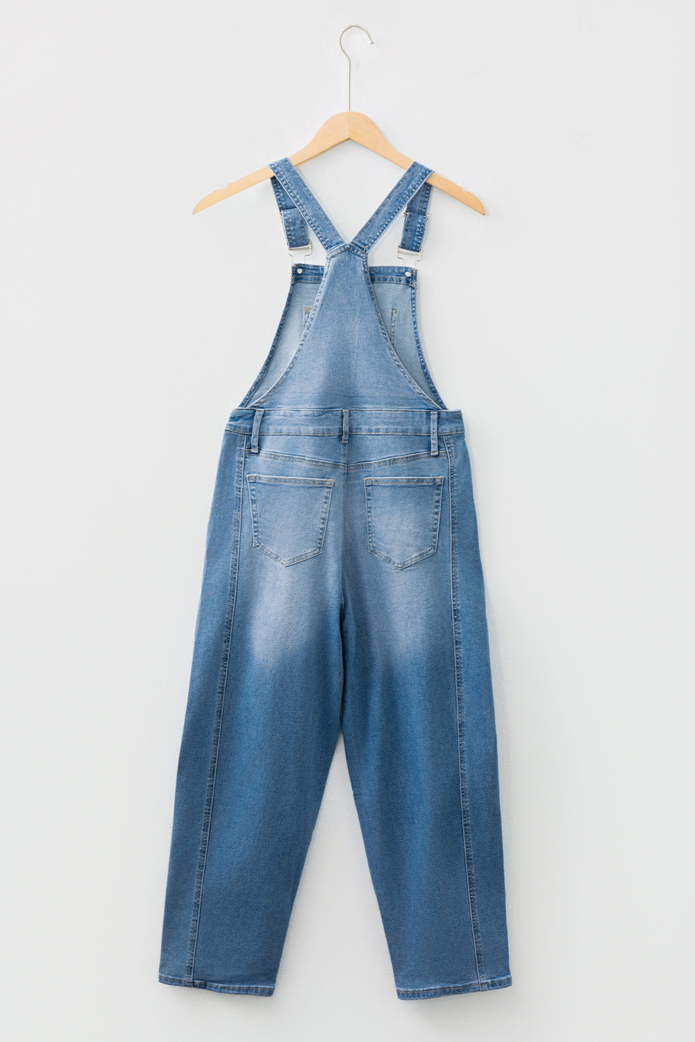 Dusk Blue Adjustable Buckle Barrel Denim Overalls