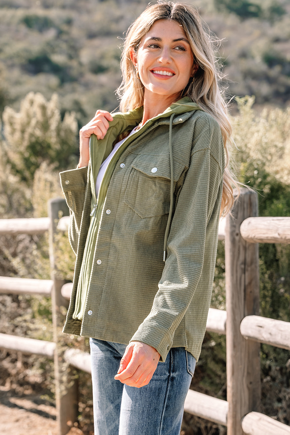 Beige 2 in 1 Thermal Knit Textured Hooded Jacket