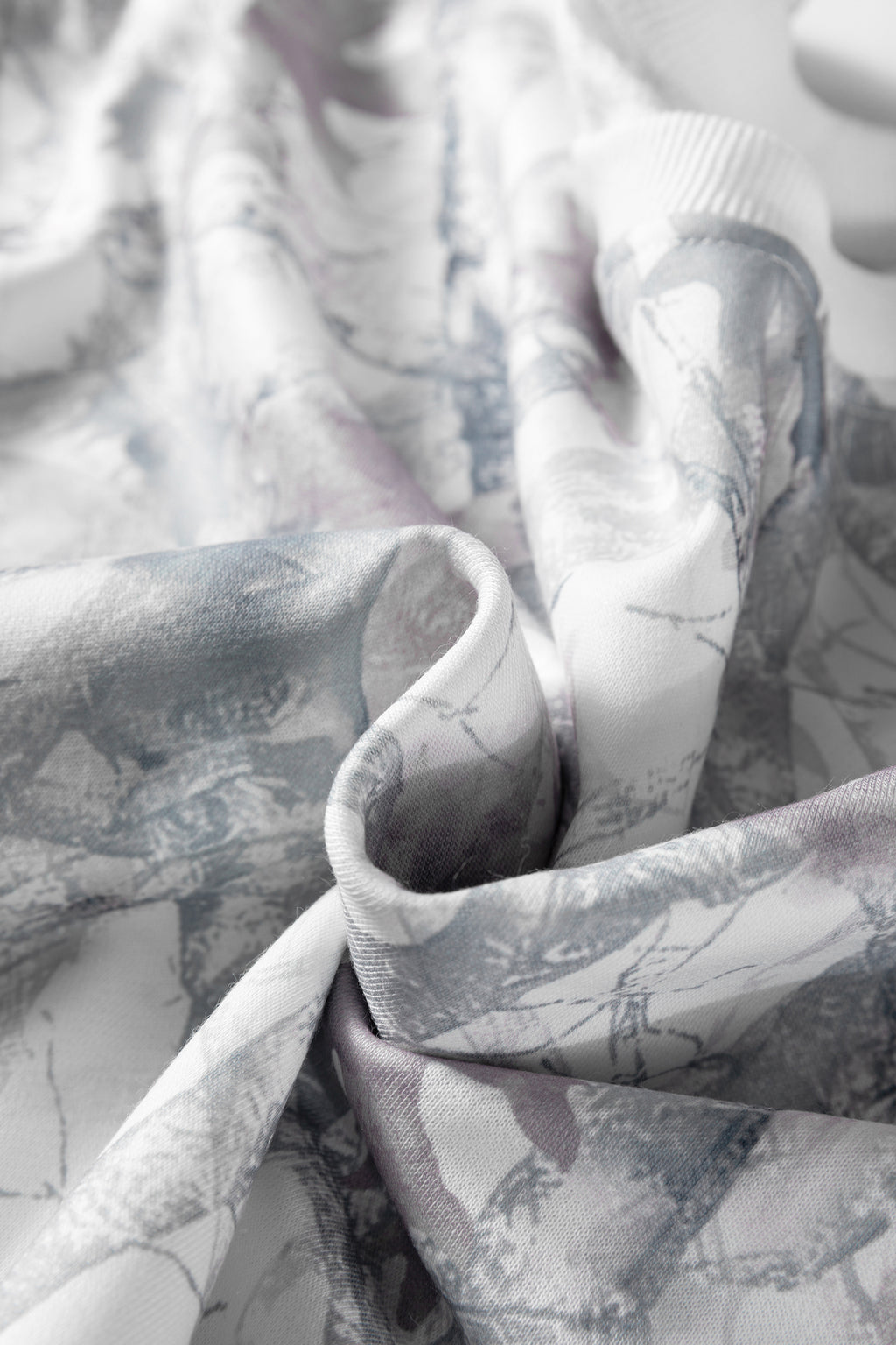 Light Grey Abstract Woodland Camo Print Baggy Pullover Drawstring Shorts Set
