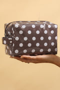 Coffee Durable PVC Polka Dot Makeup Bag