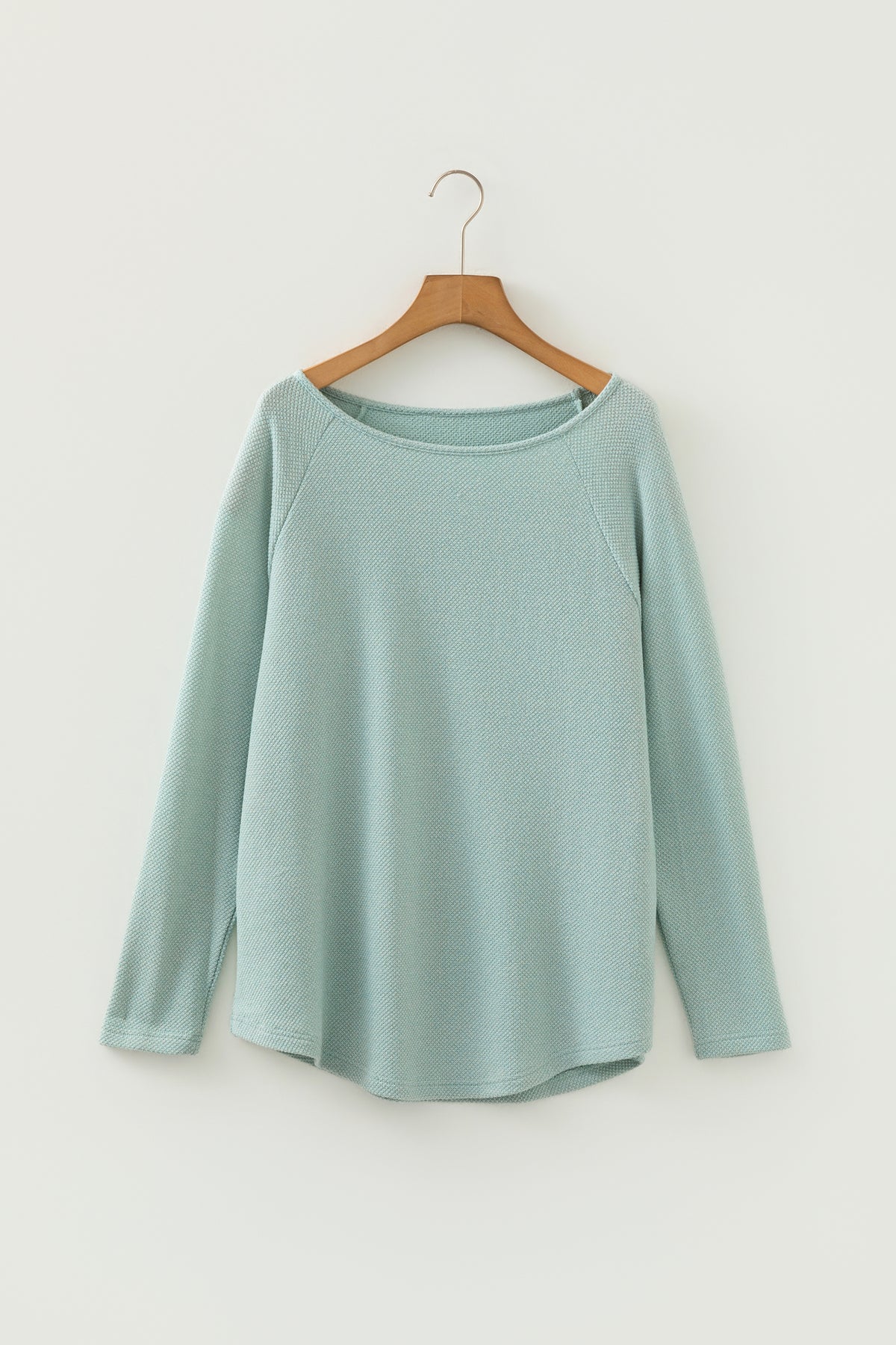 Moonlight Jade Textured Raglan Sleeve Knit Loose Top