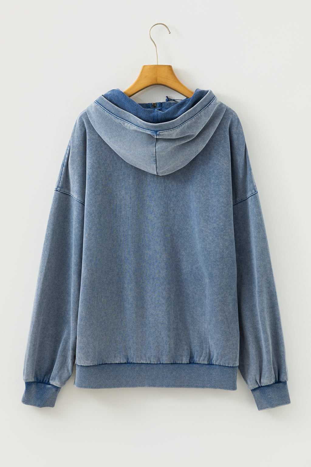 Wild Ginger Half Zip Kangaroo Pocket Mineral Wash Baggy Hoodie