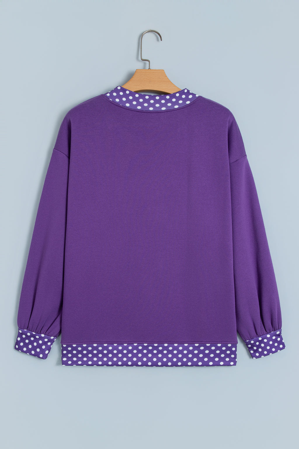 Brown Colorblock Polka Dot Contrast Trim Oversized Sweatshirt