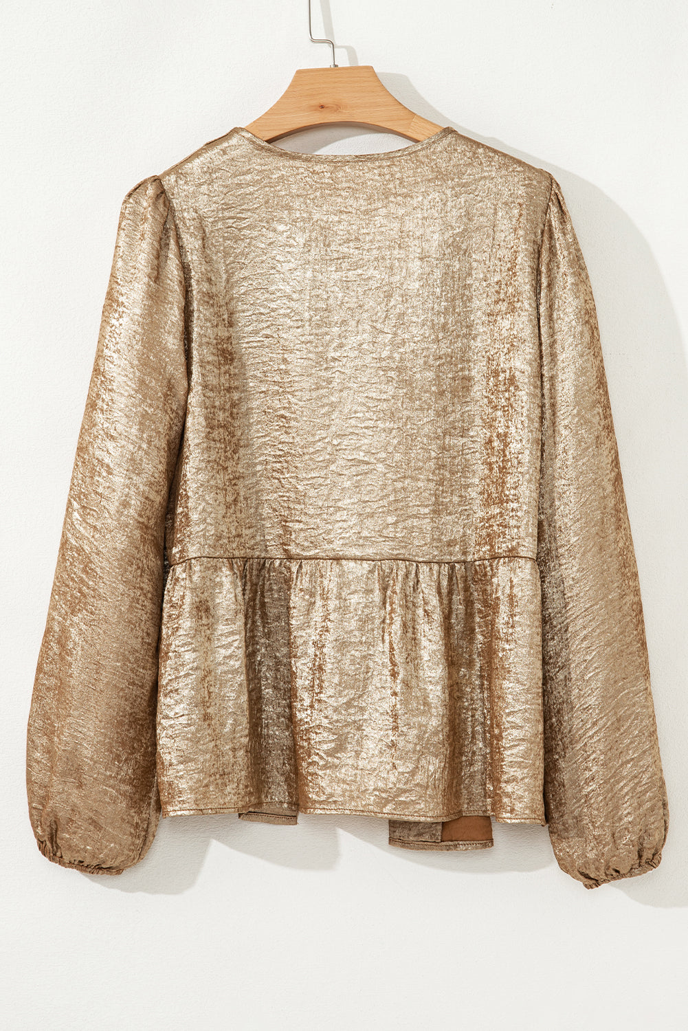 Gold Metallic Tied Front Babydoll Blouse