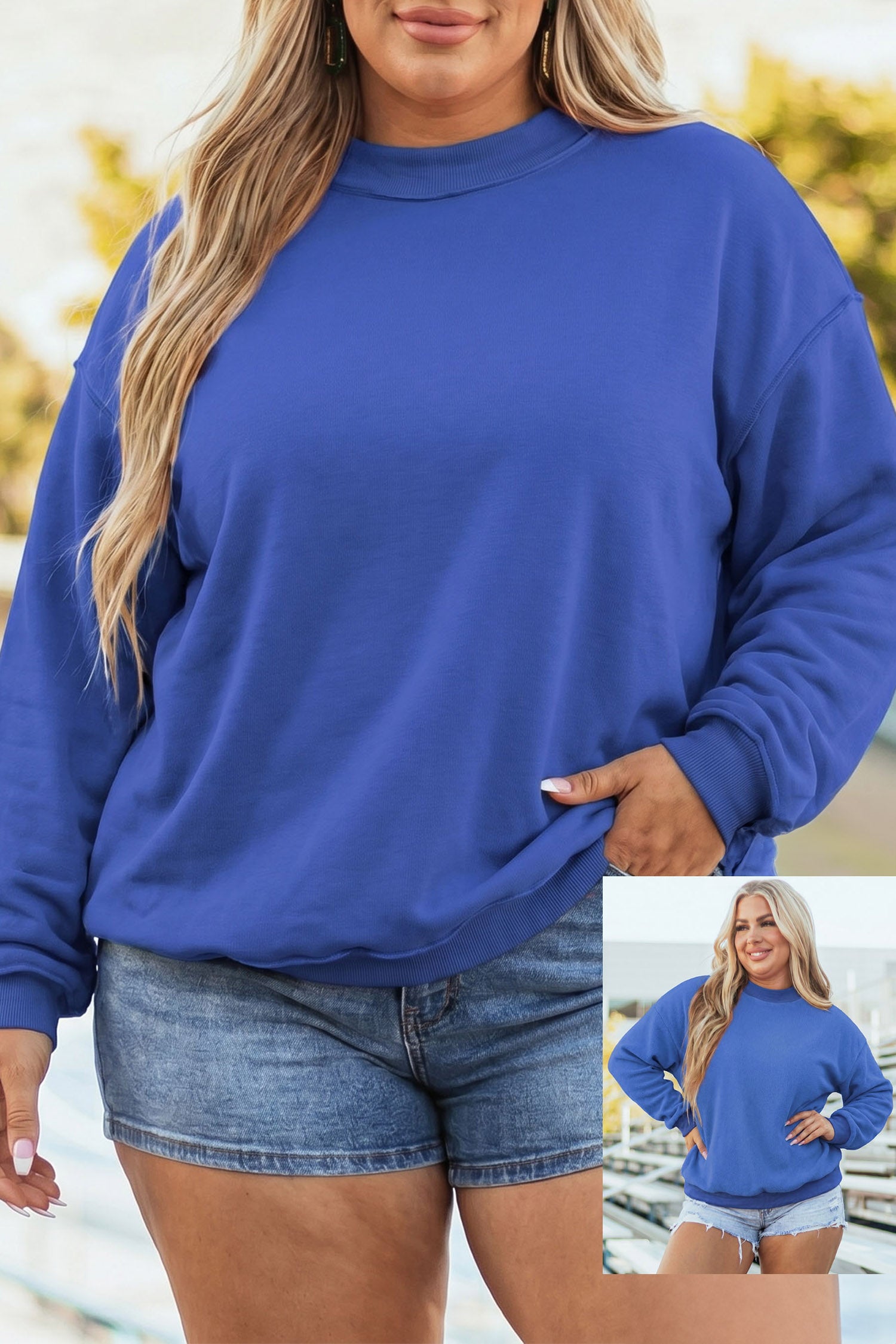 Racing Red Exposed Seam Detail Reversible Double Wear Plus Size Sweatshirt