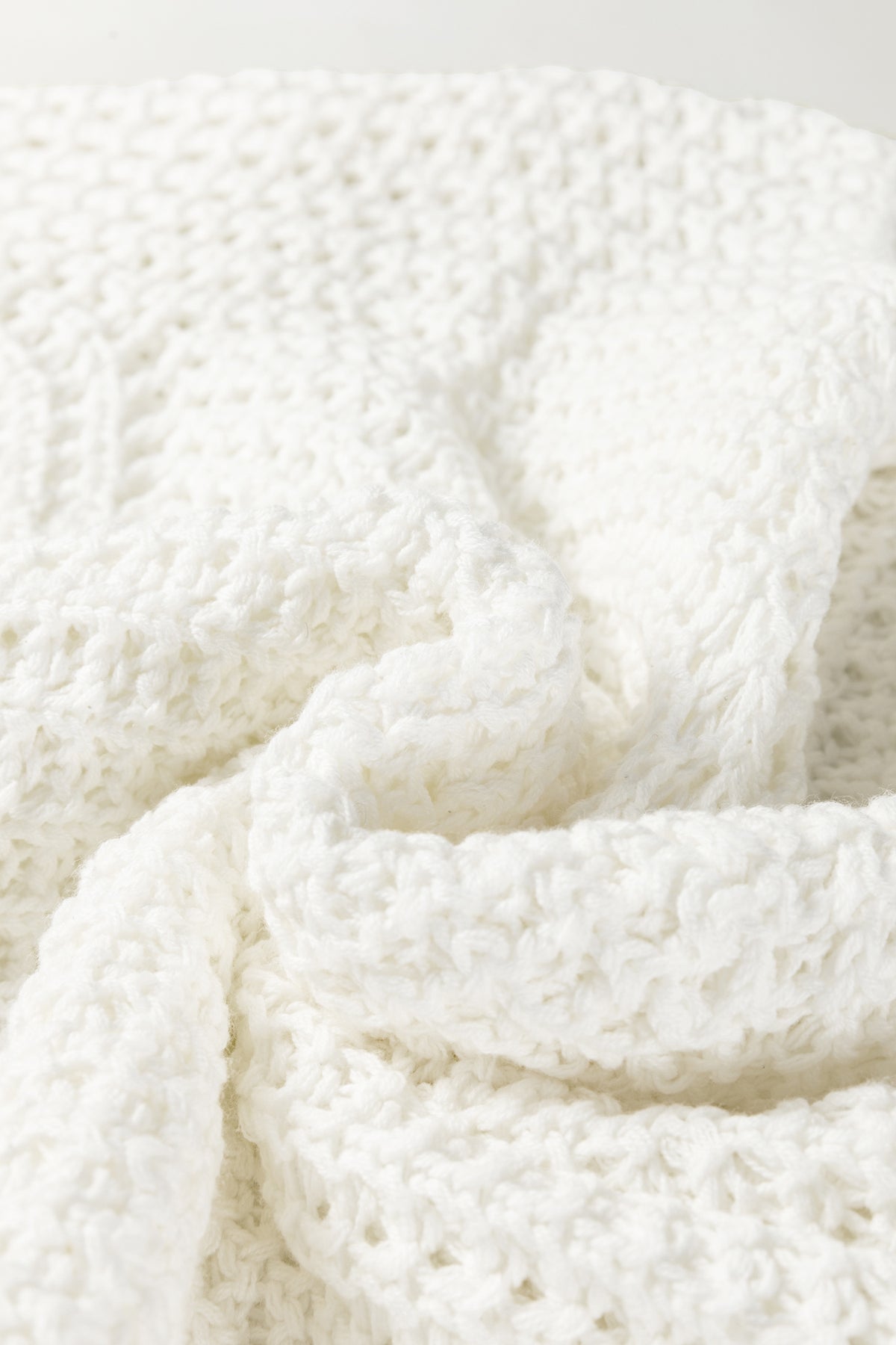 White Hollowed Detail Wide Sleeve Loose Pullover Sweater