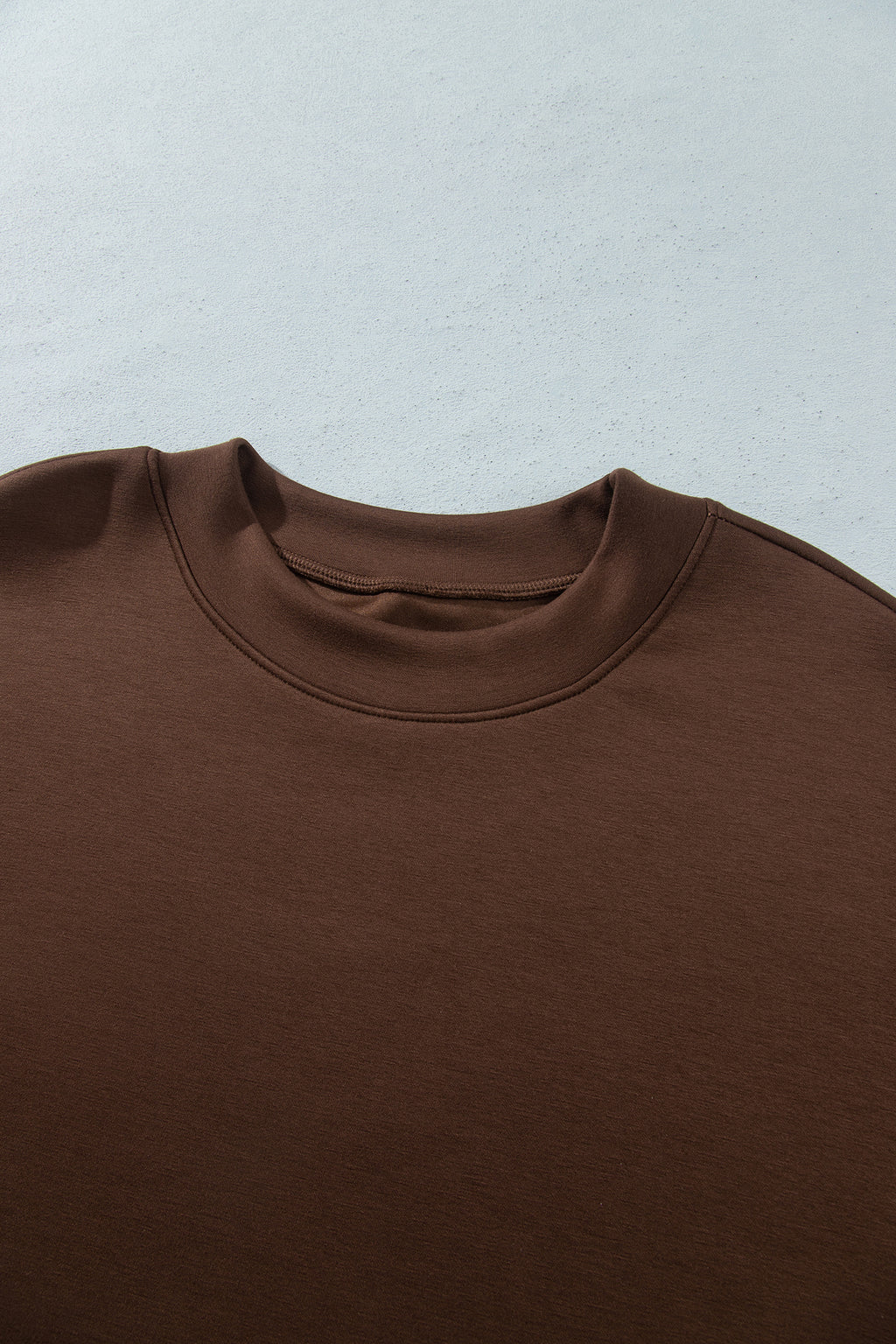 Coffee Mock Neck Camo Patchwork Drop Shoulder Plus Size Sweatshirt