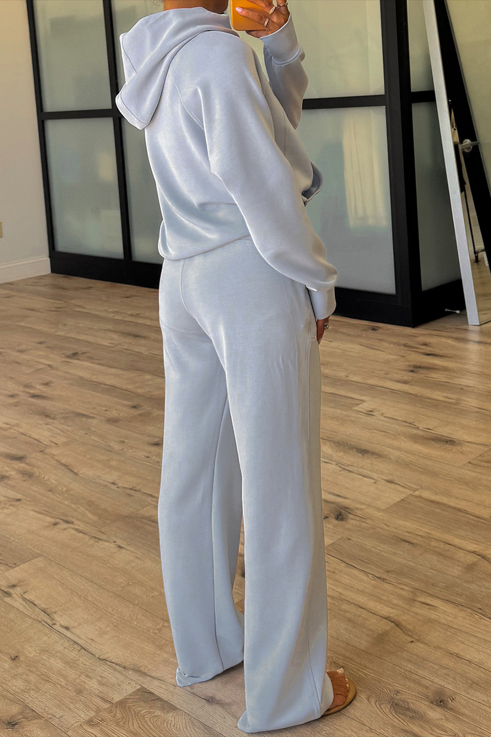 Orchid Bouquet Half Zip Thumbhole Sleeve Hoodie Active Pants 2pcs Outfit