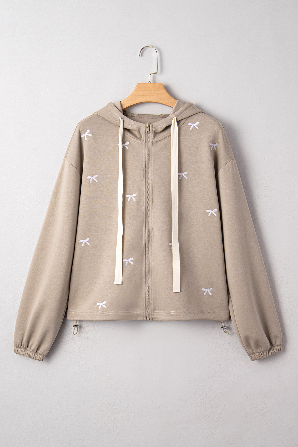 Goat Contrast Bow Embroidered Zip Up Jacket Hoodie
