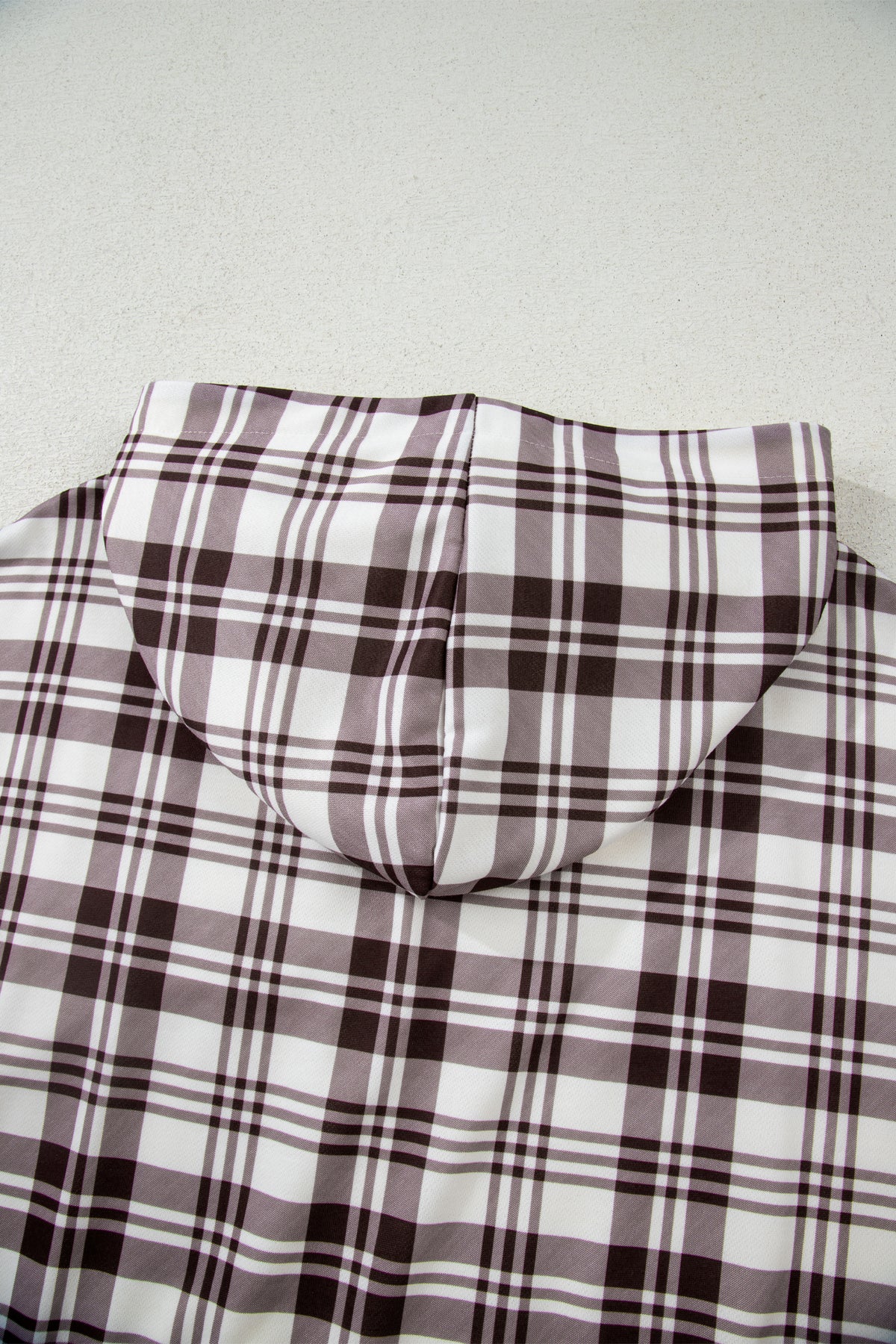 Beige Plaid Patchwork Side Slit Sweatshirt