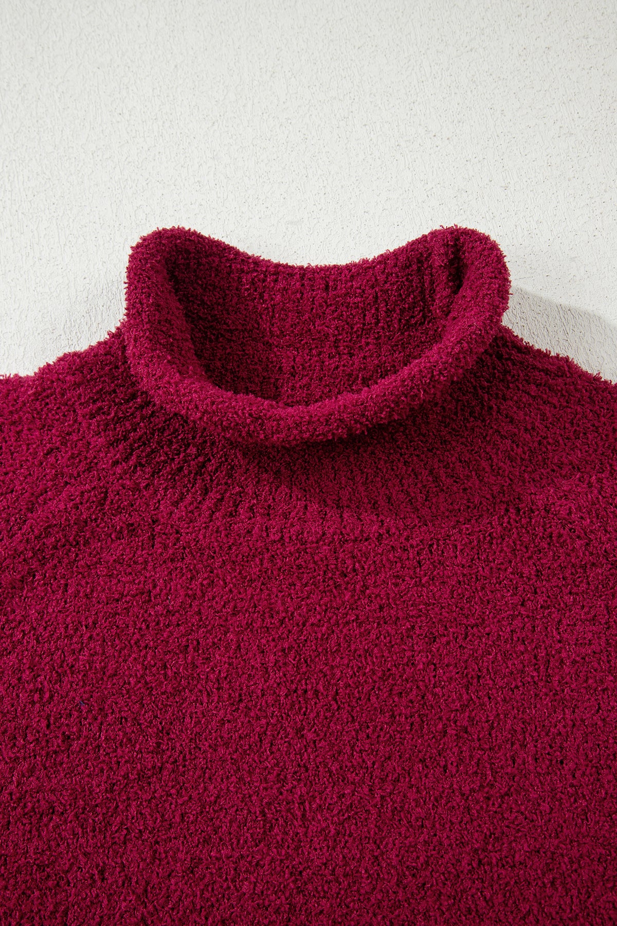 Burgundy Popcorn Mock Neck Solid Sweater