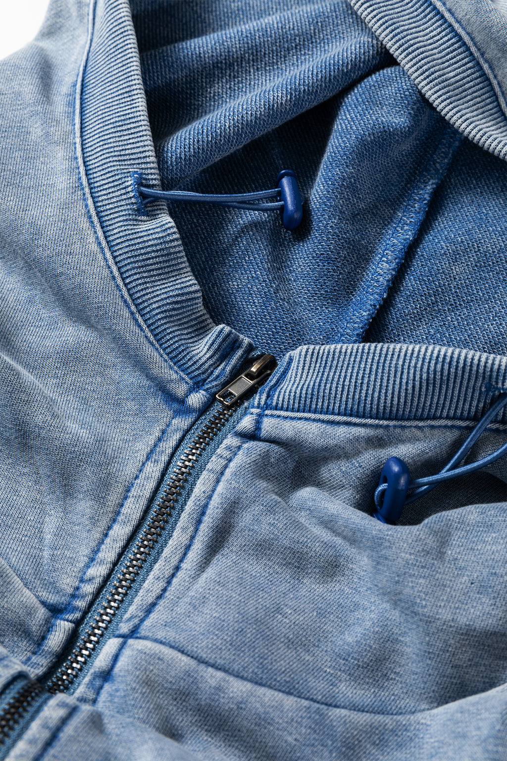 Wild Ginger Half Zip Kangaroo Pocket Mineral Wash Baggy Hoodie