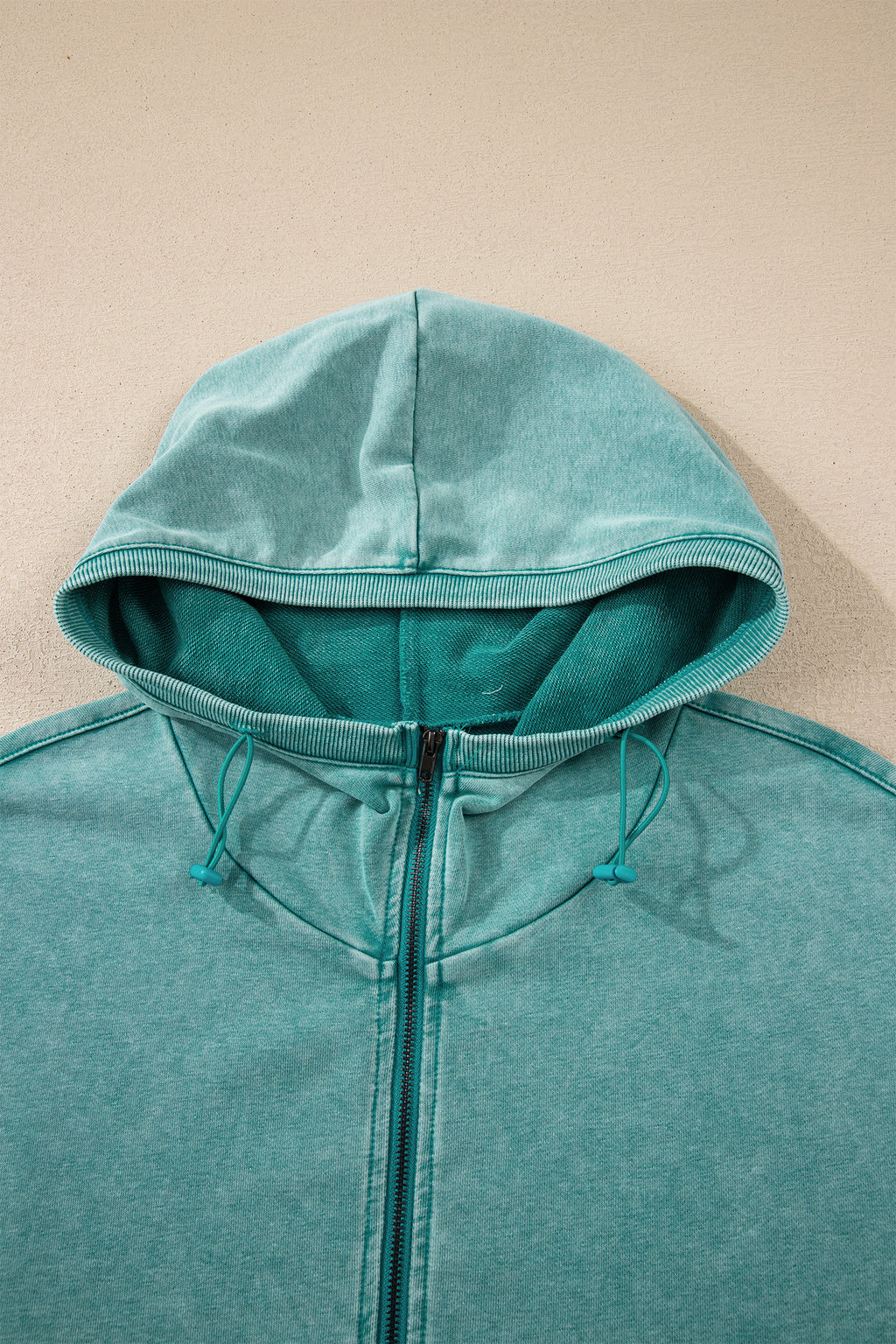 Wild Ginger Half Zip Kangaroo Pocket Mineral Wash Baggy Hoodie