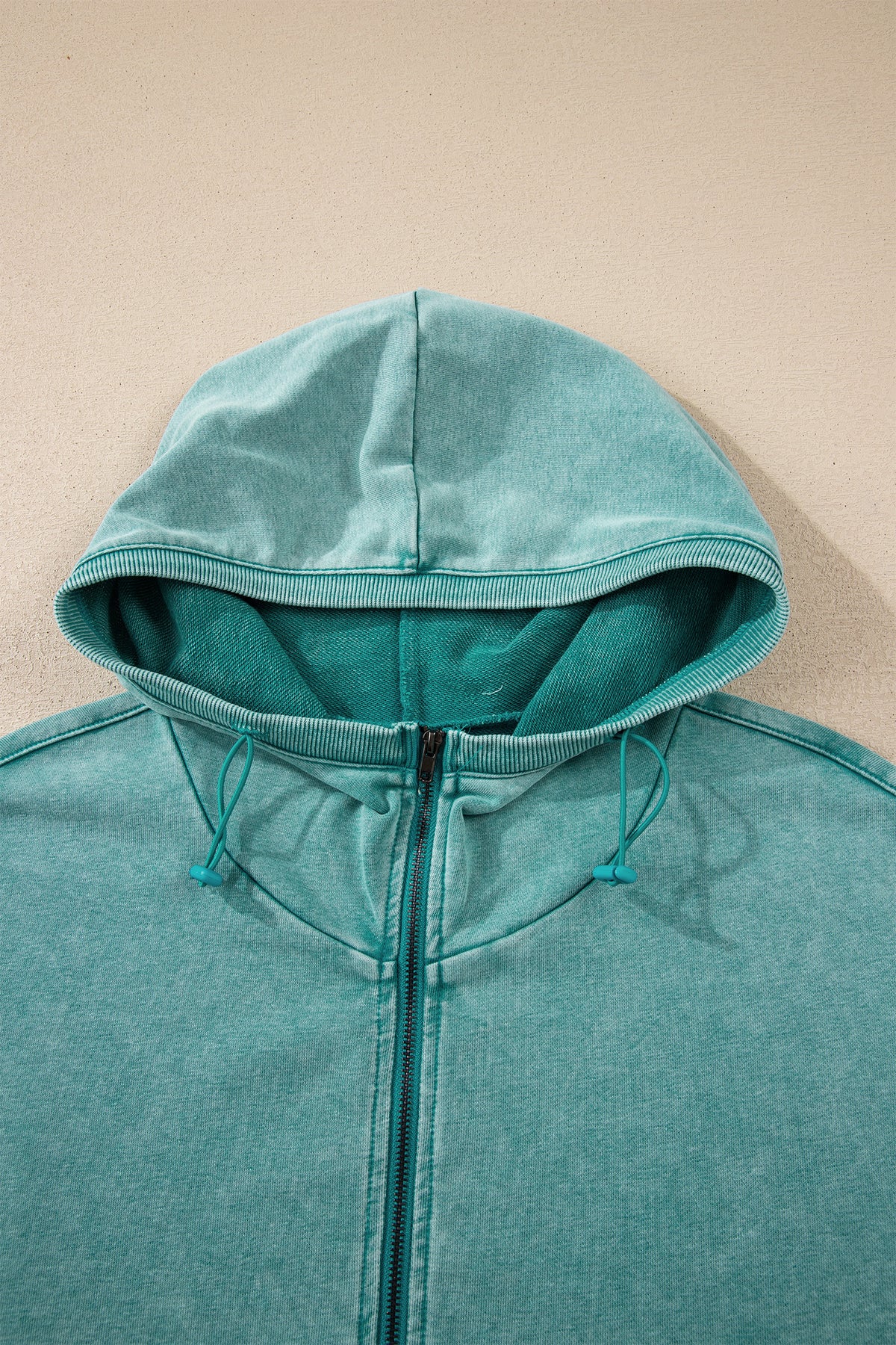 Wild Ginger Half Zip Kangaroo Pocket Mineral Wash Baggy Hoodie