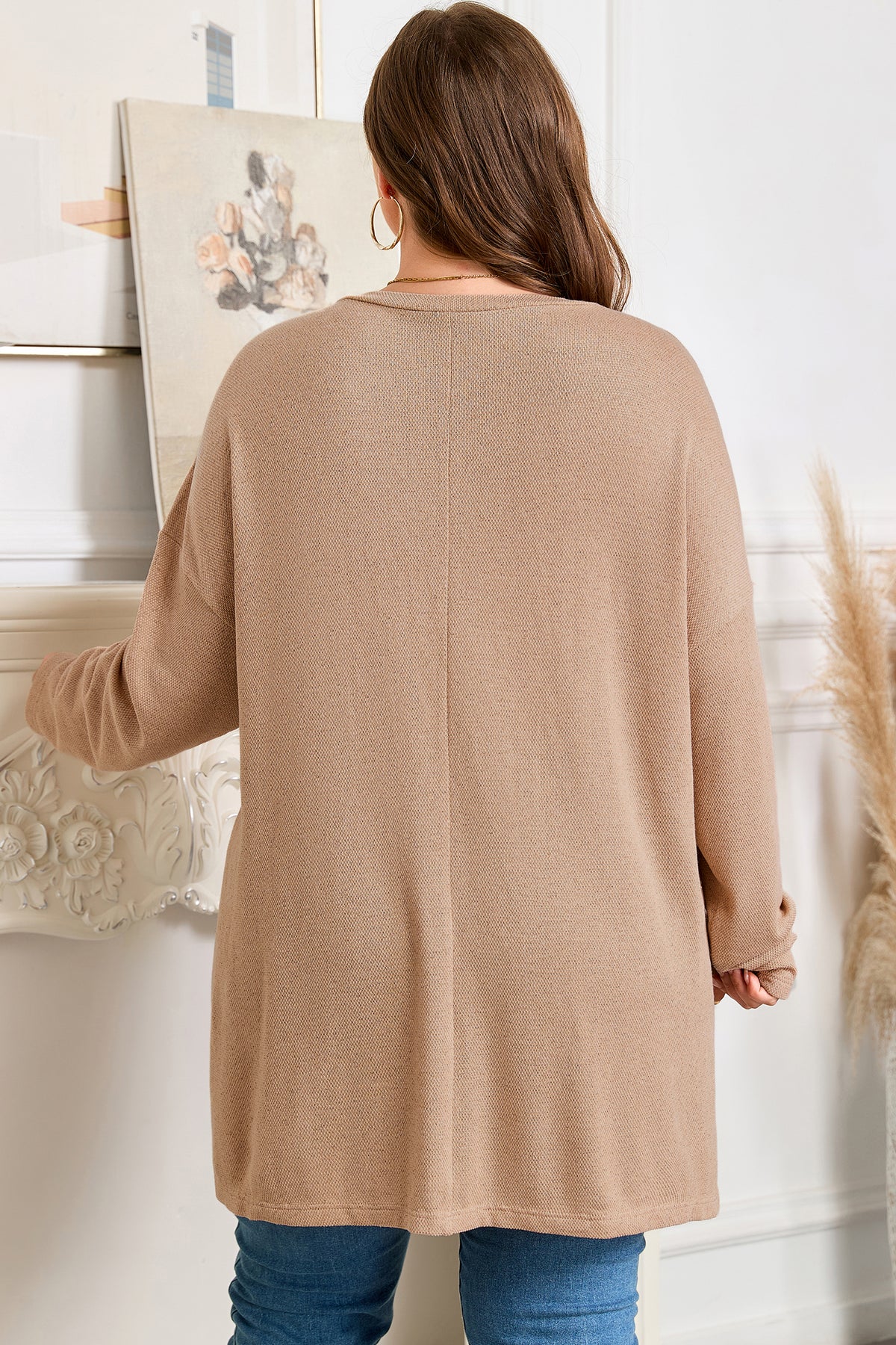 Parchment Plus Size Drop Shoulder Knit Tunic Top