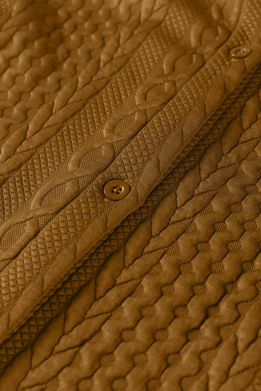Camel Cable Texture Puff Sleeve Loose Shacket