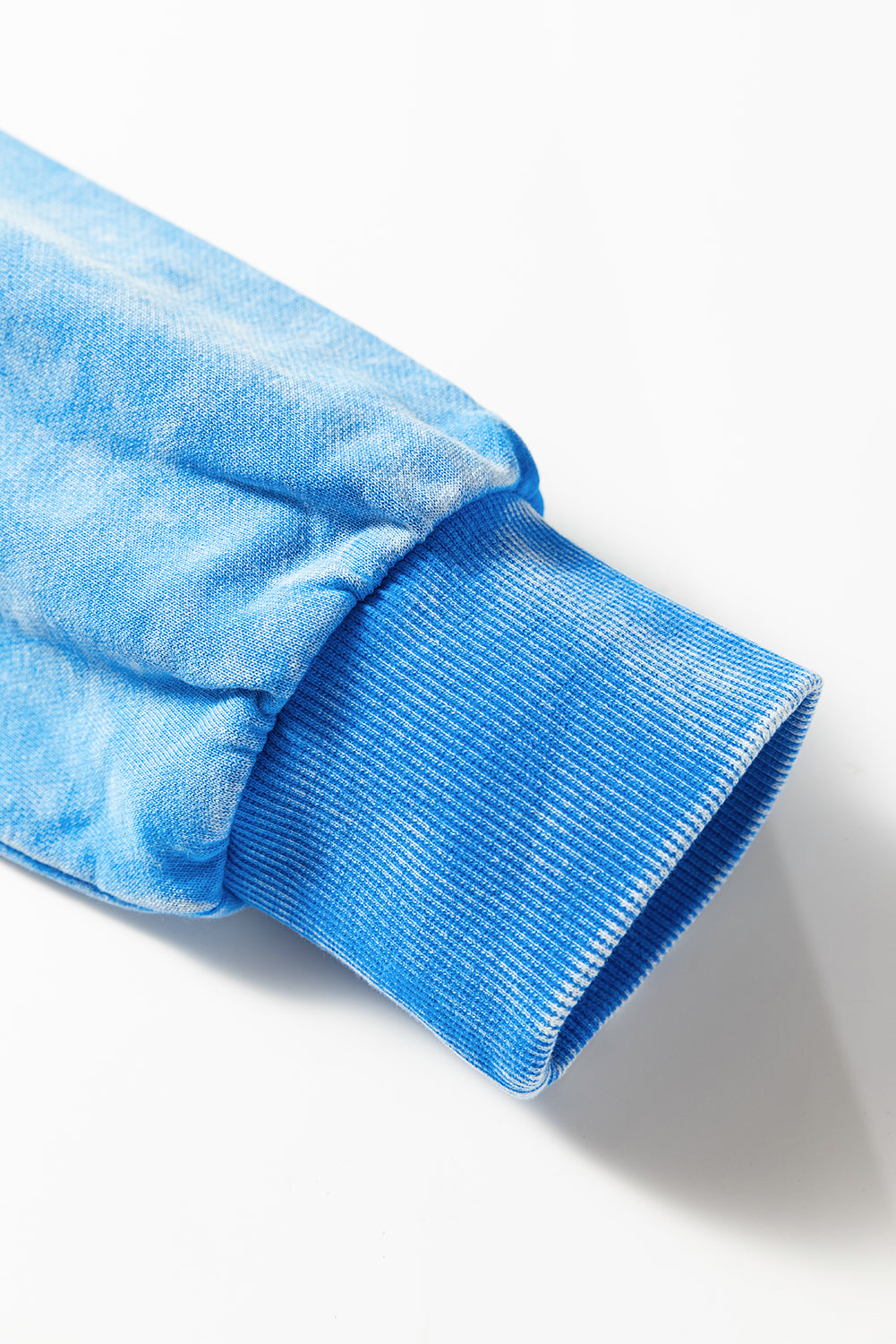 Blue Mineral Wash Raw Seam Double Patched Pocket Pullover Sweatshirt