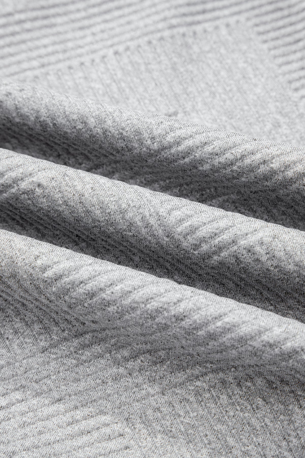 Medium Grey Trendy Textured Half Zip Loose Sweatshirt
