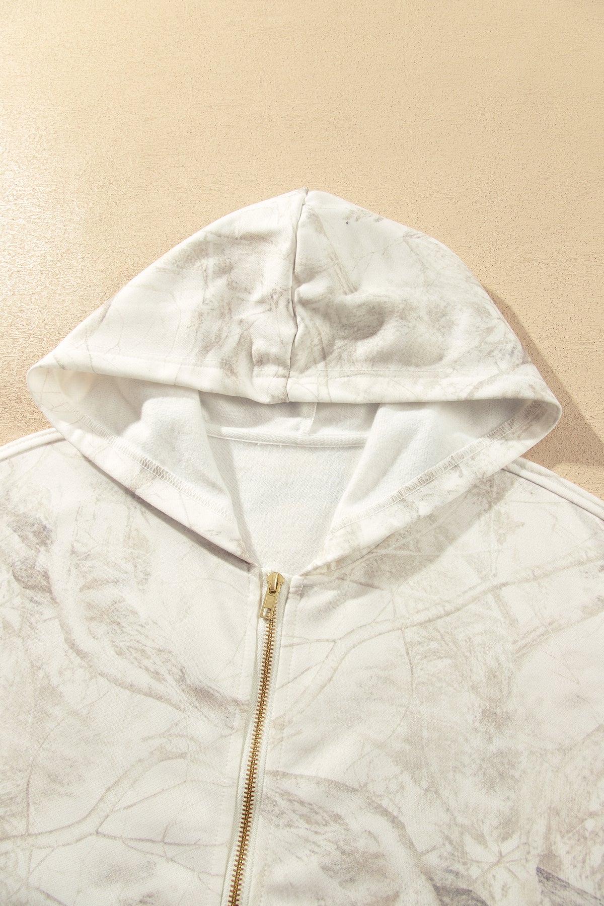 Multicolour Abstract Camo Print Hooded Zip-Up Sweatshirt