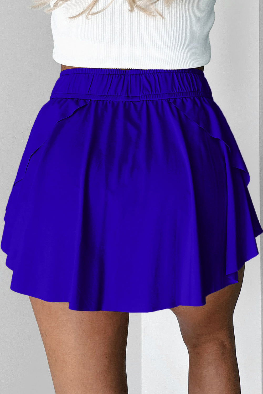Beige Drawstring Elastic Waistband Lined Tennis Skorts