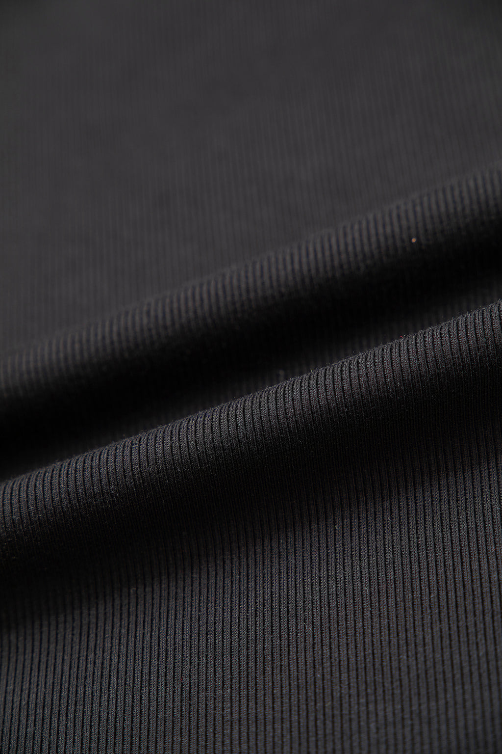Black Solid Color Round Neck Frill Detail Long Sleeve Top