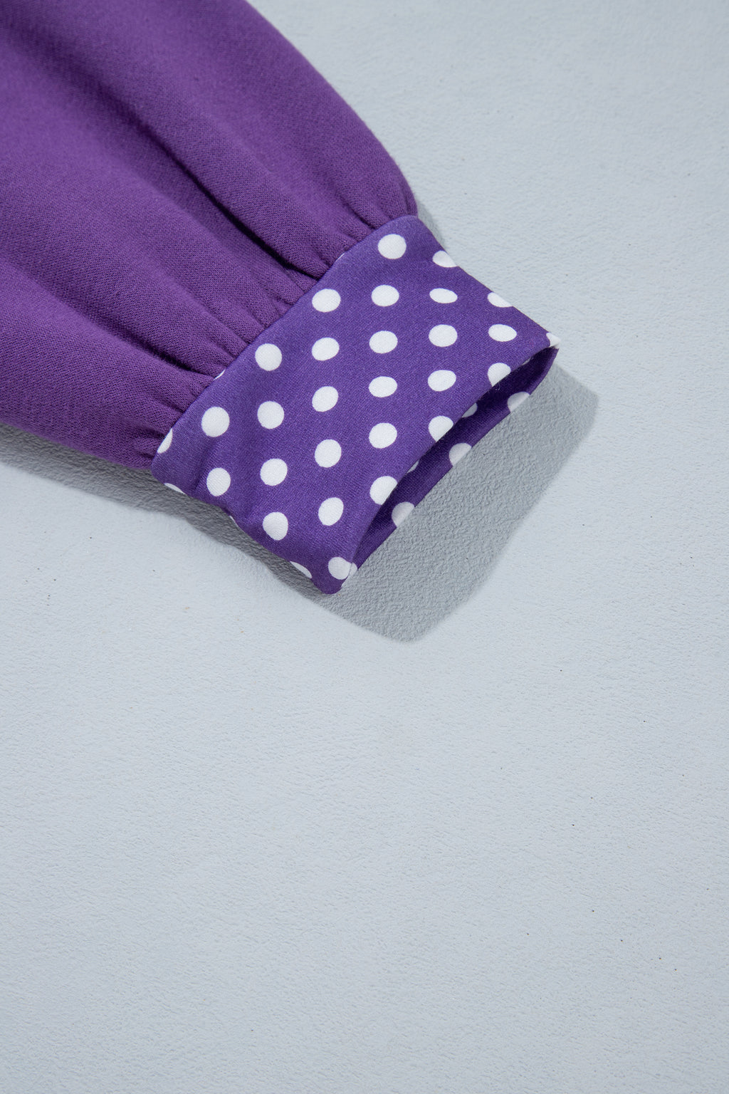 Brown Colorblock Polka Dot Contrast Trim Oversized Sweatshirt