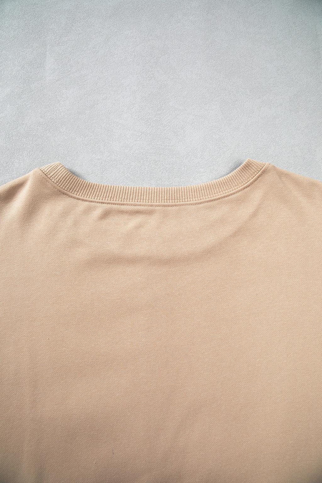 Parchment Solid Color Raw Seam Lace Detail Loose Casual Sweatshirt