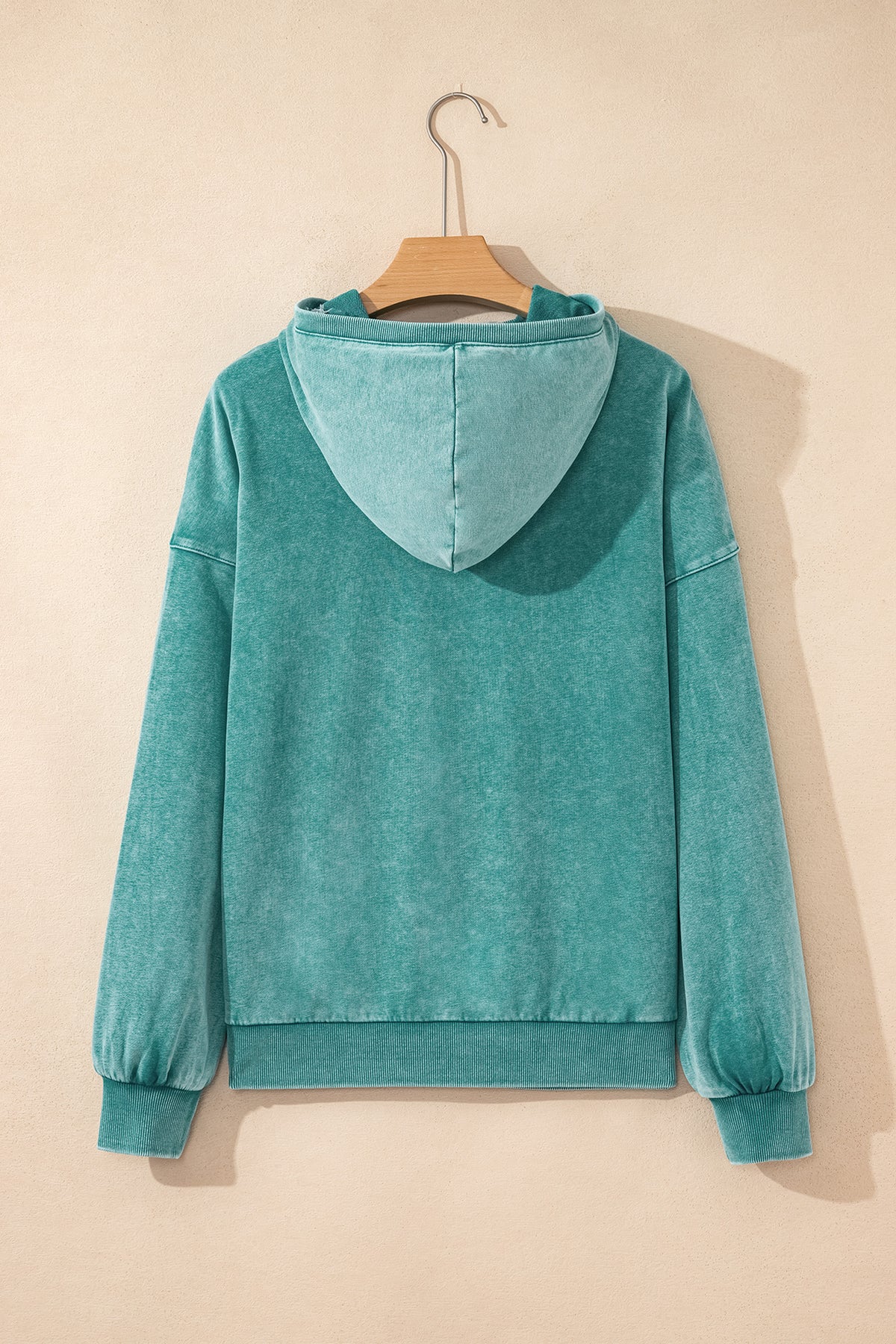 Wild Ginger Half Zip Kangaroo Pocket Mineral Wash Baggy Hoodie