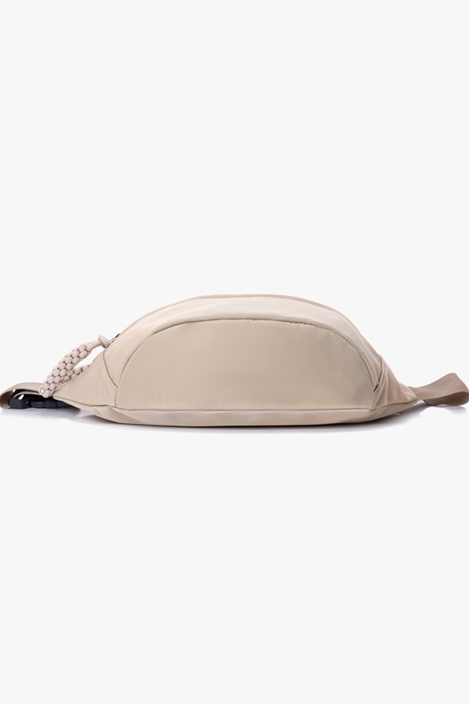 Gray Solid Color Braided Pull-tab Zip Crossbody Bag