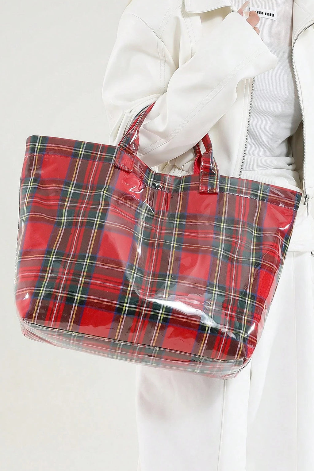Dusk Blue Eyelet Flower Pattern PVC Glossy Waterproof Tote Bag