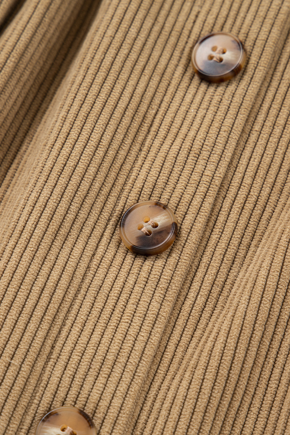 Camel Corduroy Buttoned Front Faux Pockets Mini Skirt
